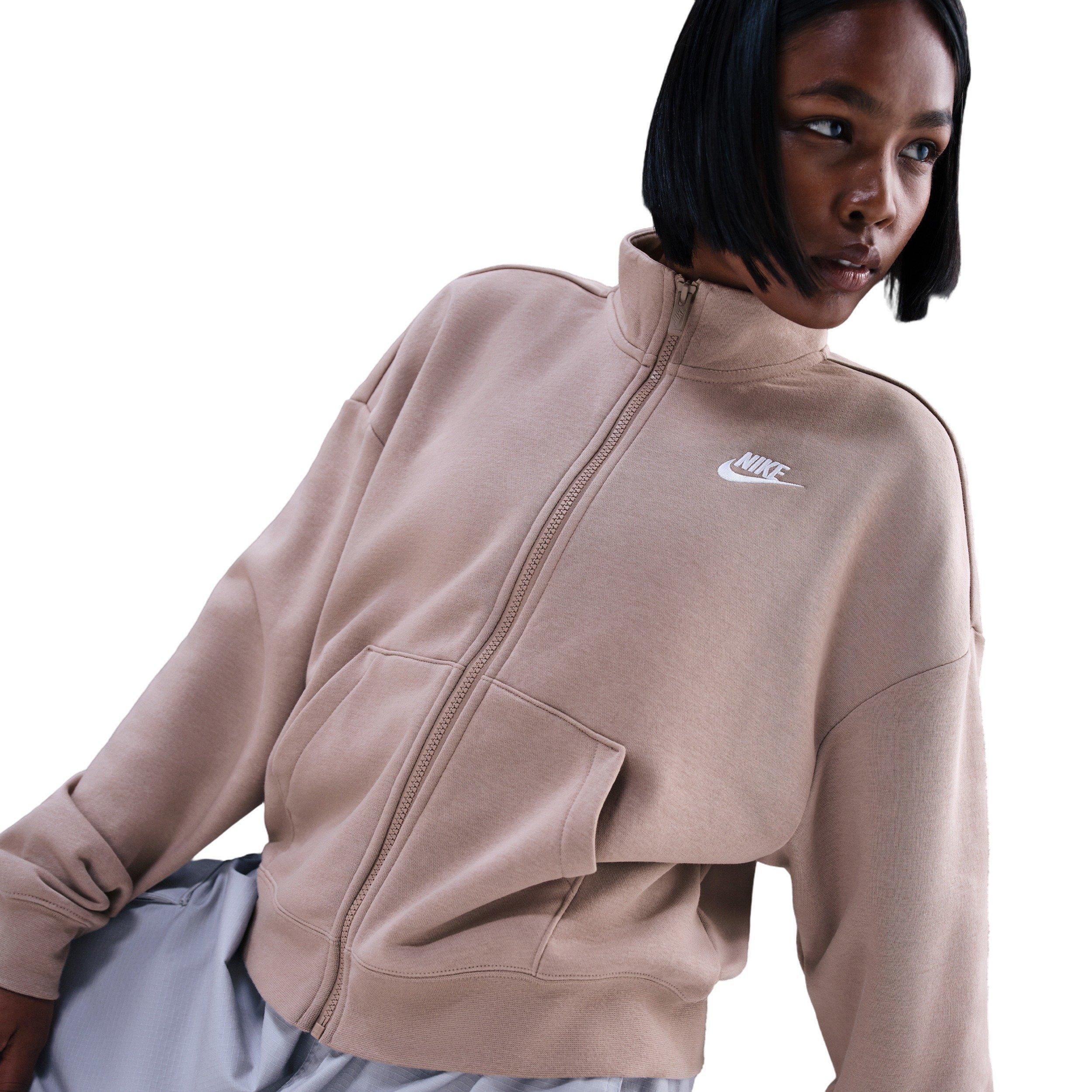 Nike Women's Sportswear Club Fleece Loose Track Jacket - Brown - BROWN Thumbnail View 3
