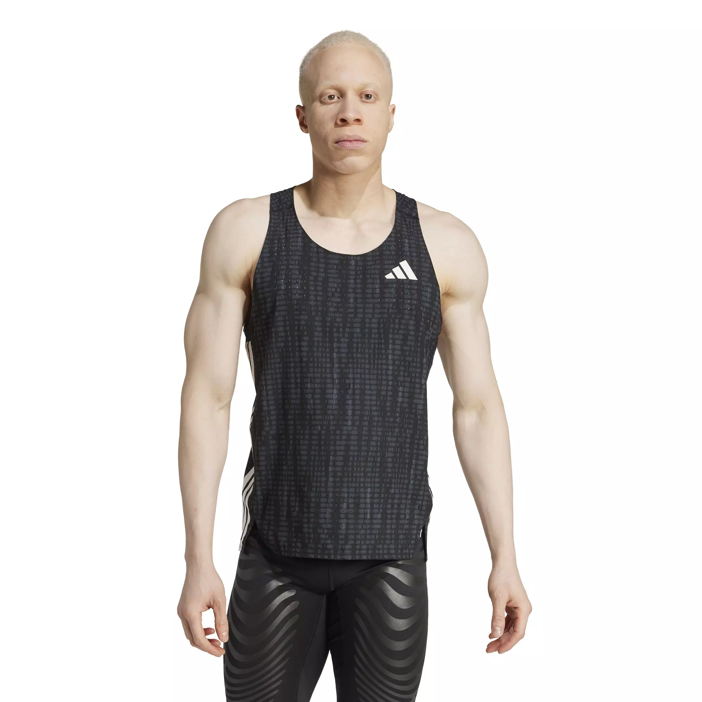adidas Men's adiZero Running Tank Top - Black - GREY
