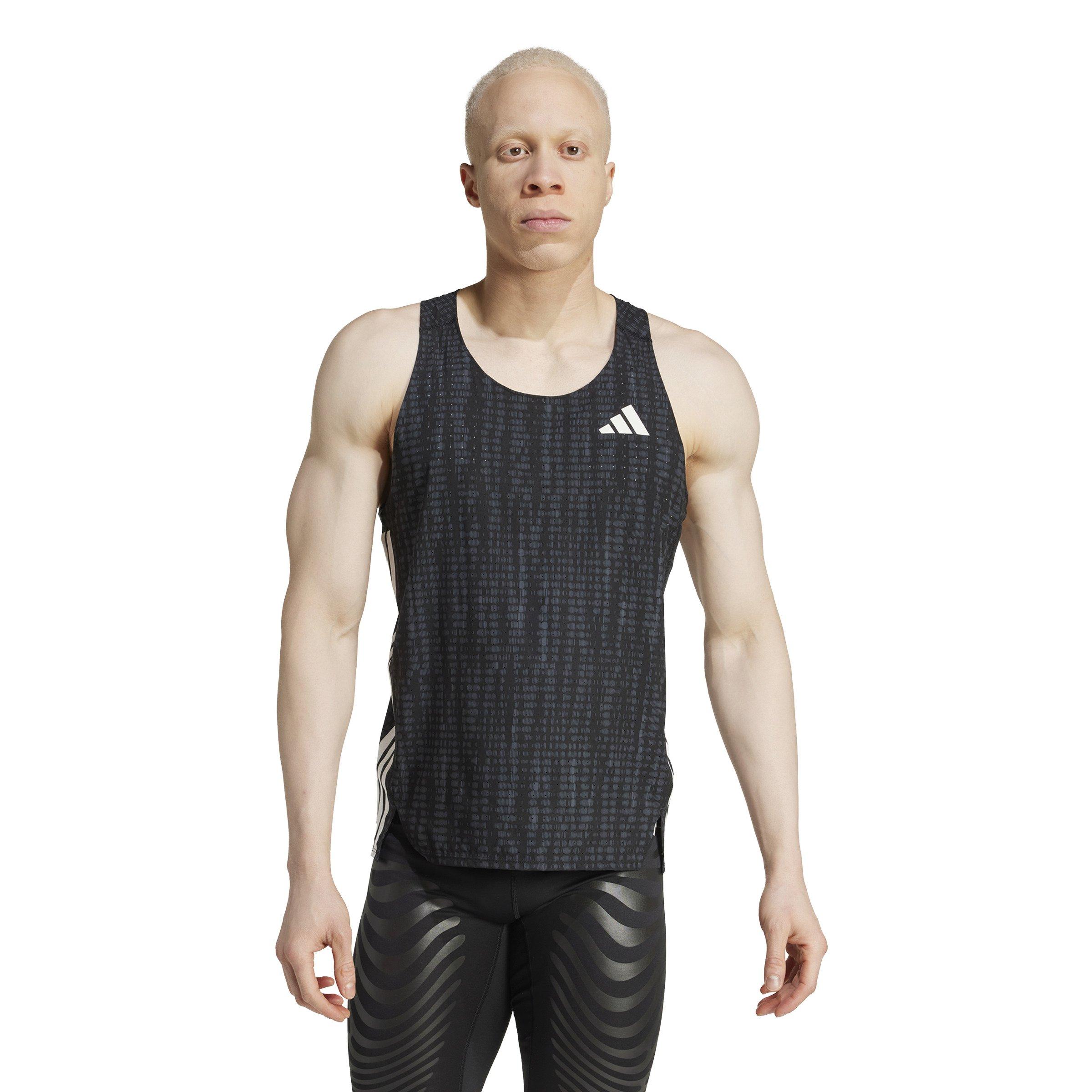 adidas Men's adiZero Running Tank Top -Black - GREY Thumbnail View 1