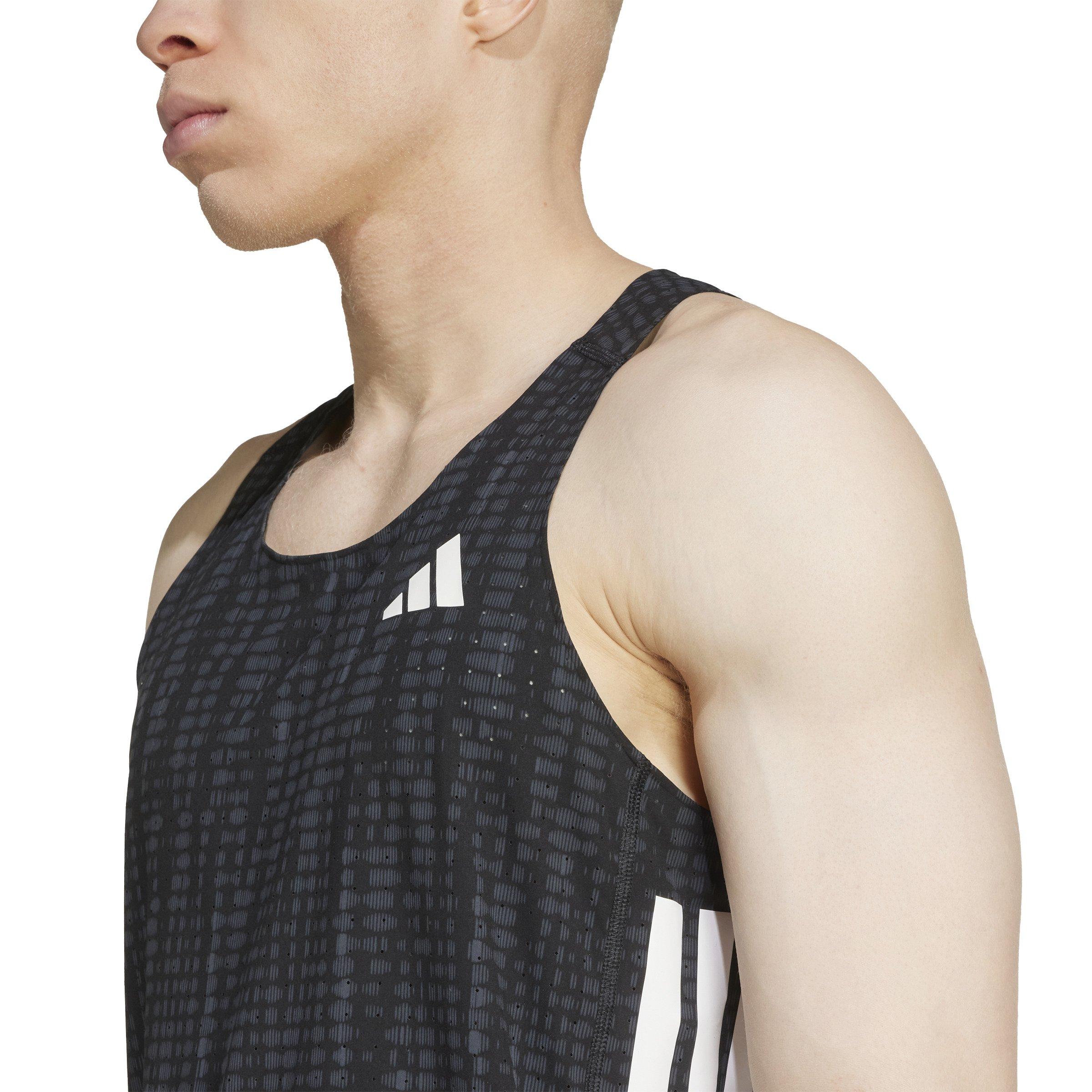 adidas Men's adiZero Running Tank Top - Black - GREY Thumbnail View 3