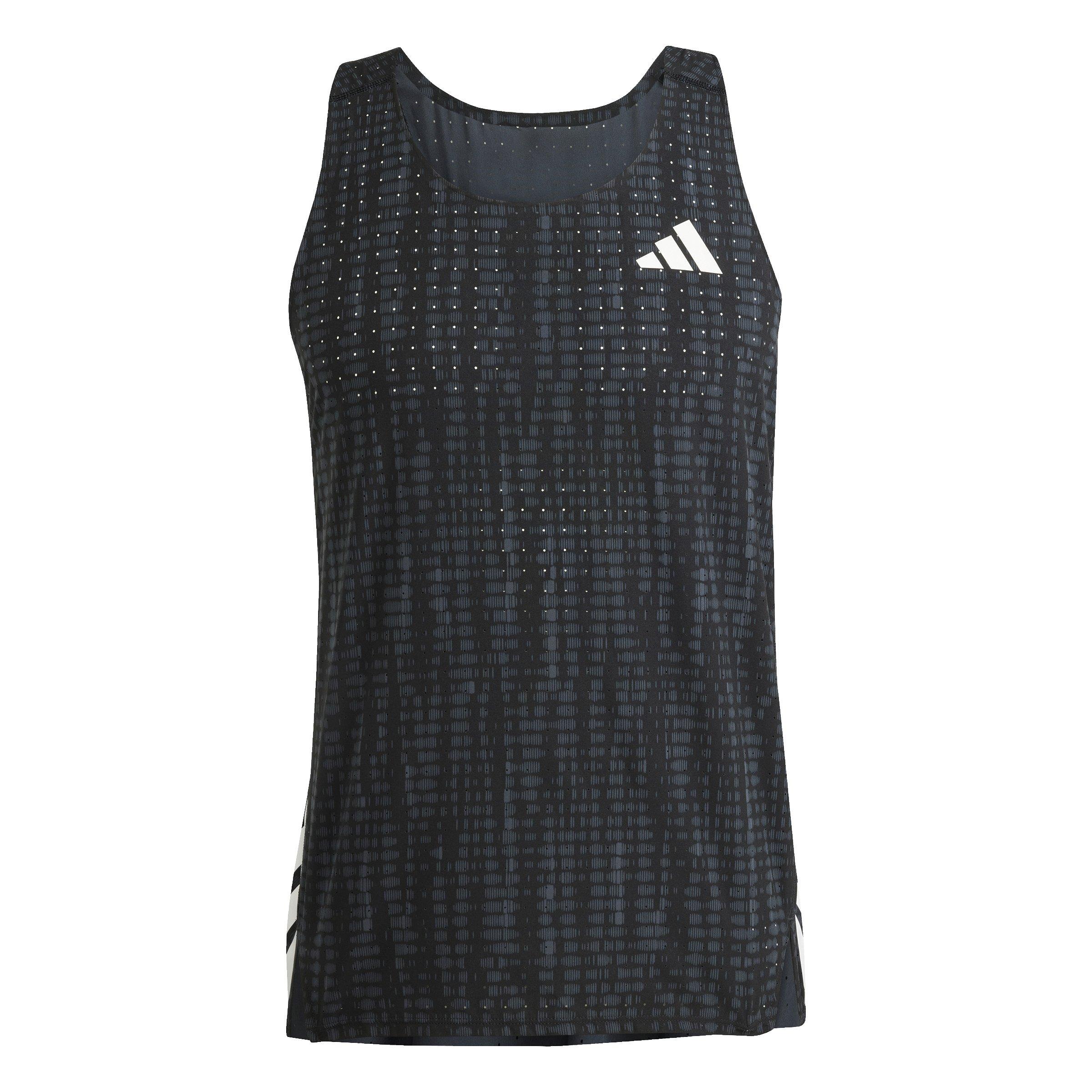 adidas Men's adiZero Running Tank Top -Black - GREY Thumbnail View 5