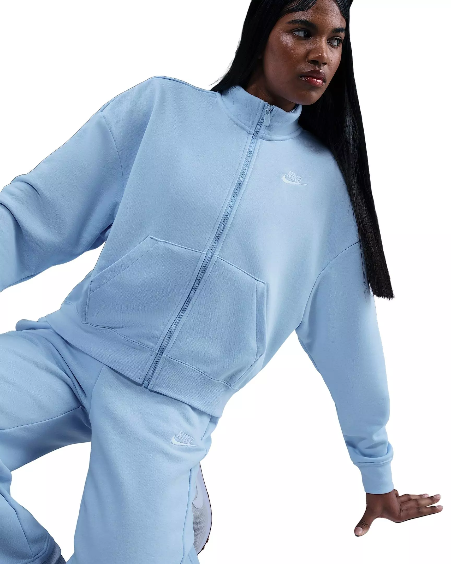 Nike Women's Sportswear Club Fleece Loose Track Jacket - Blue - BLUE