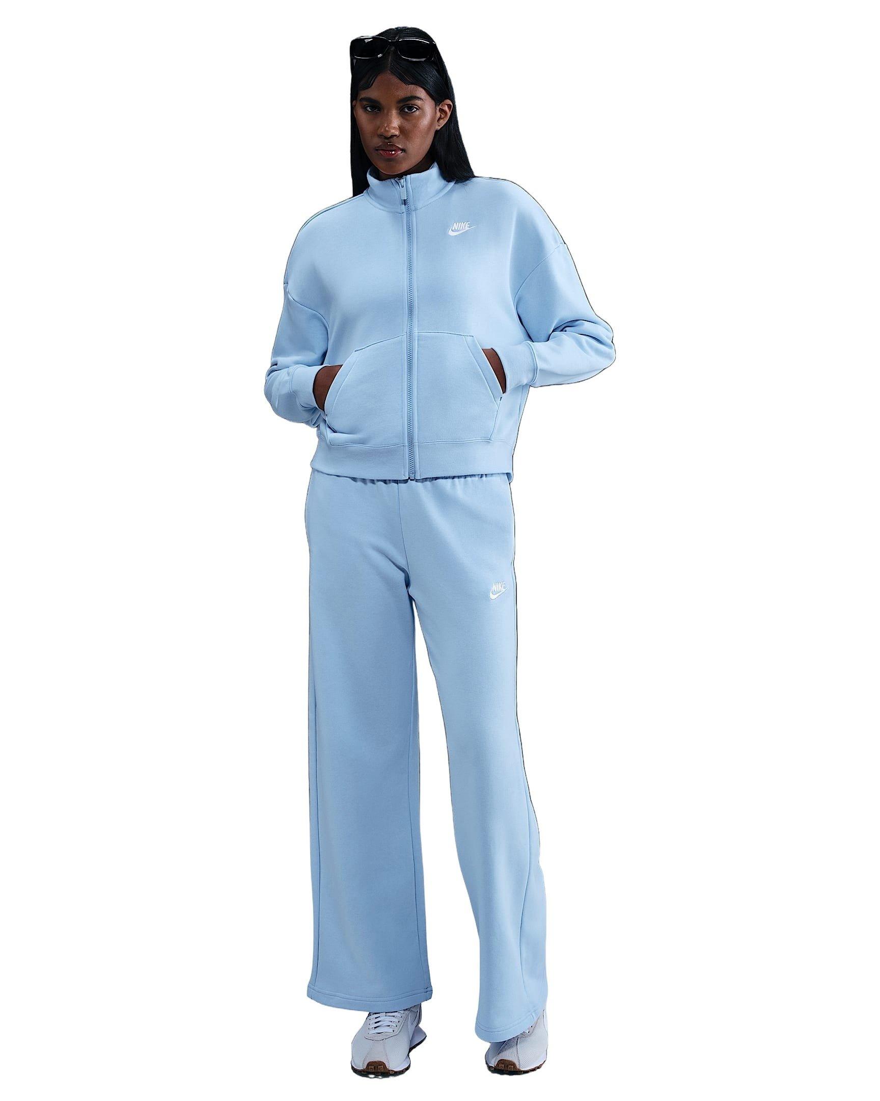 Nike Women's Sportswear Club Fleece Loose Track Jacket - Blue - BLUE Thumbnail View 4