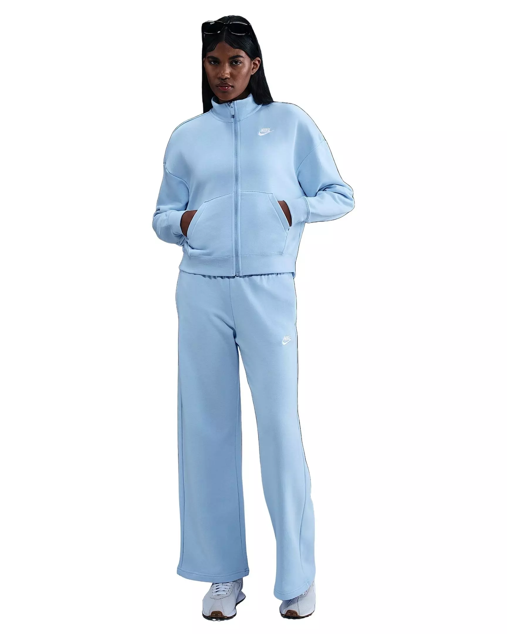 Nike Women's Sportswear Club Fleece Loose Track Jacket - Blue - BLUE