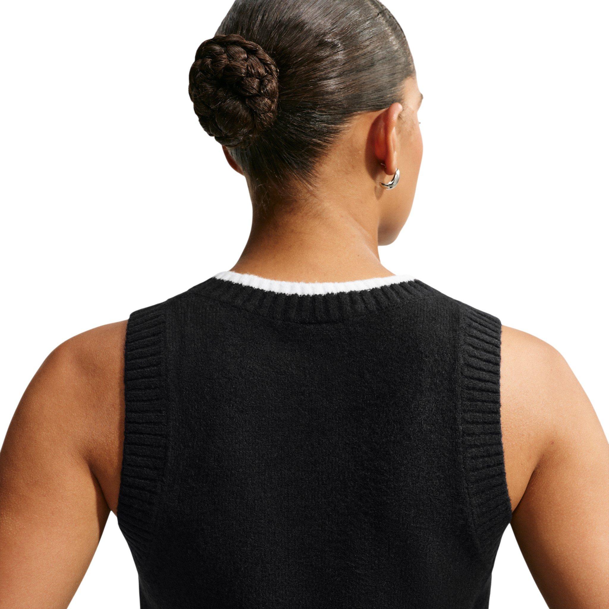 Nike Women's Sportswear Chill Knit Loose Sleeveless Vest - Black/White - BLACK/WHITE