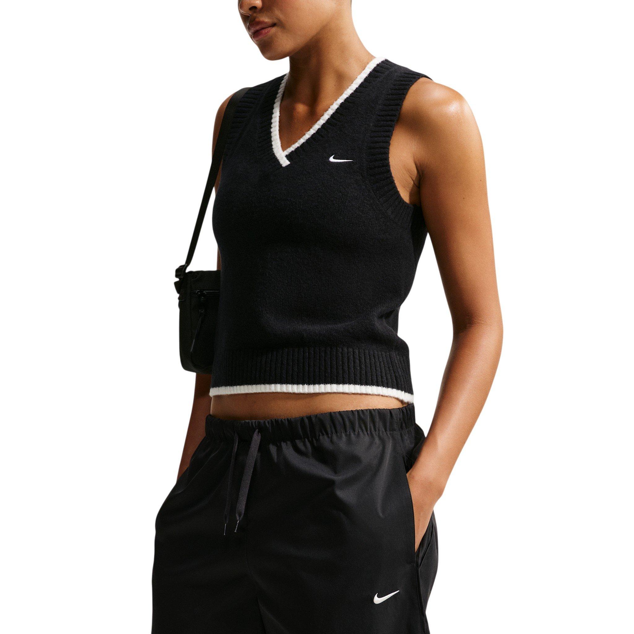 Nike Women's Sportswear Chill Knit Loose Sleeveless Vest - Black/White - BLACK/WHITE
