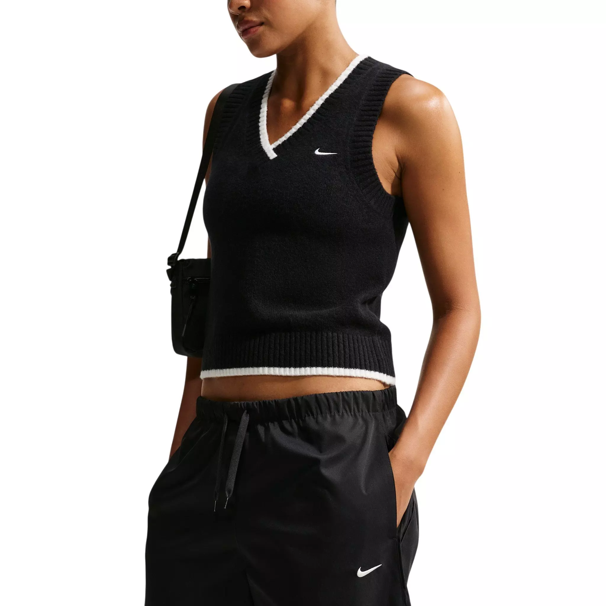 Nike Women's Sportswear Chill Knit Loose Sleeveless Vest - Black/White - BLACK/WHITE