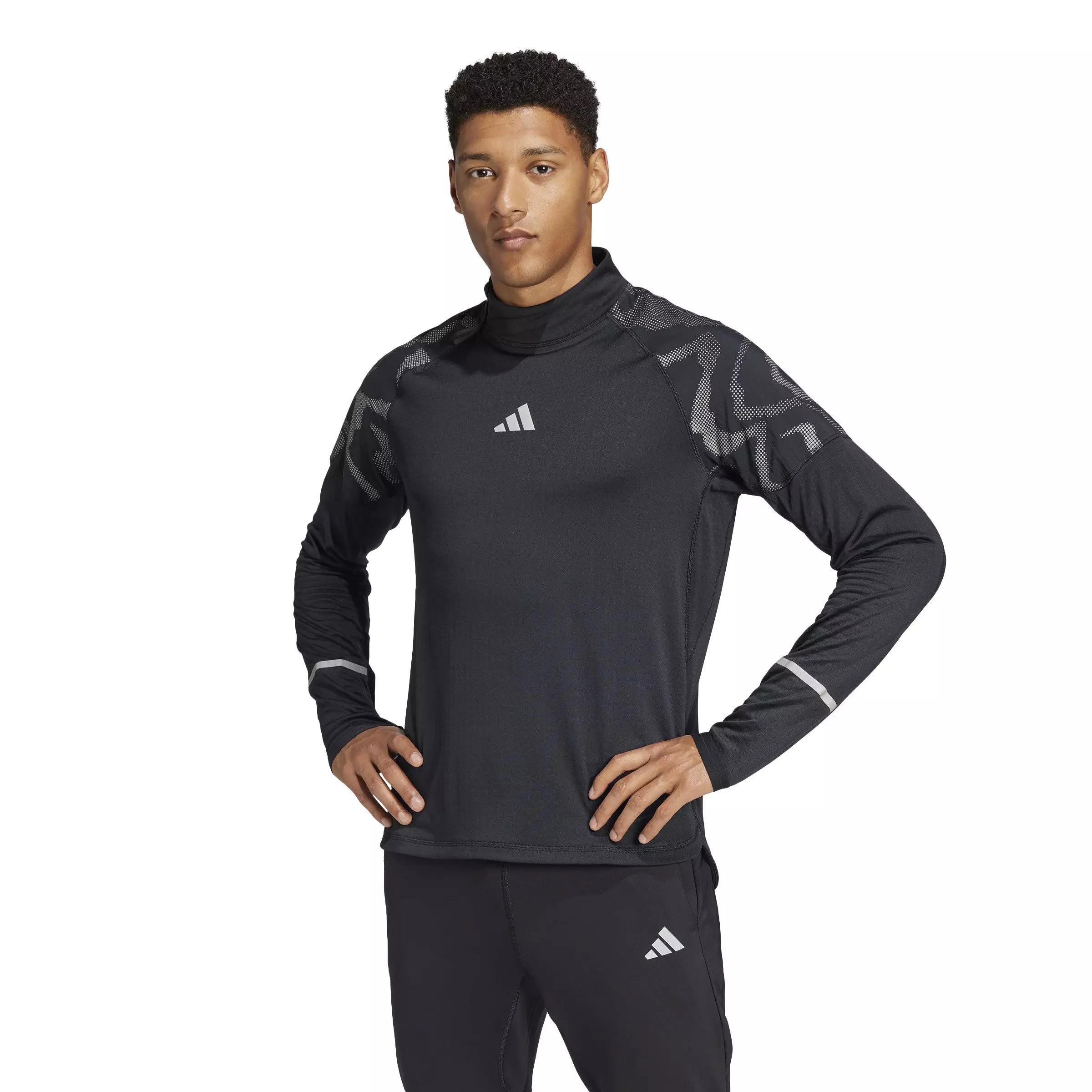 adidas Men's Ultimate Hi Vis Reflective 1/2 Zip Top -Black - BLACK