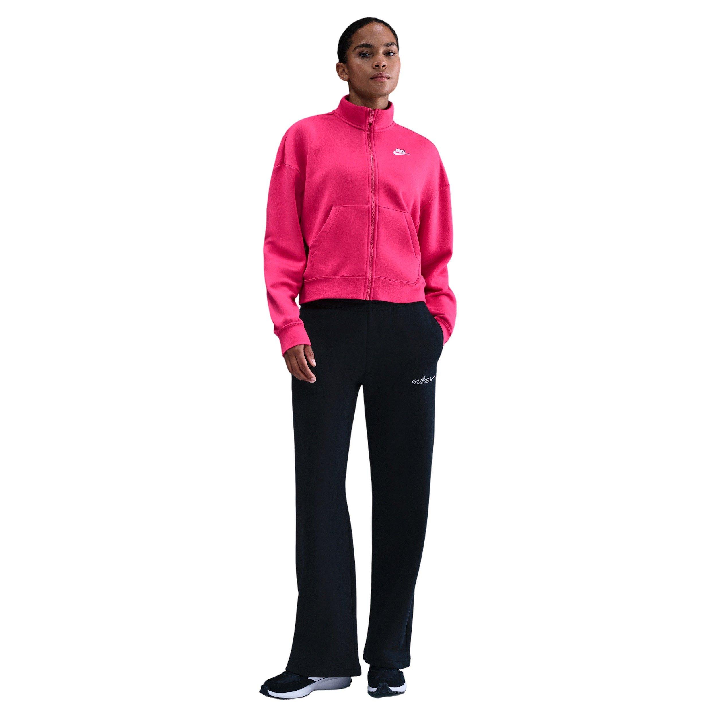 Nike Women's Sportswear Club Fleece Loose Track Jacket - Pink - PINK Thumbnail View 4