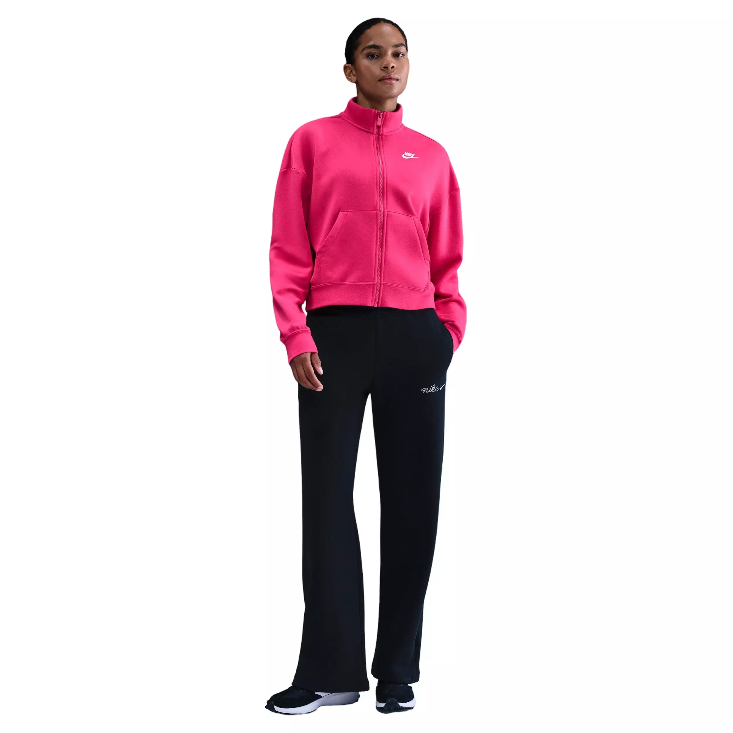 Nike Women's Sportswear Club Fleece Loose Track Jacket - Pink - PINK