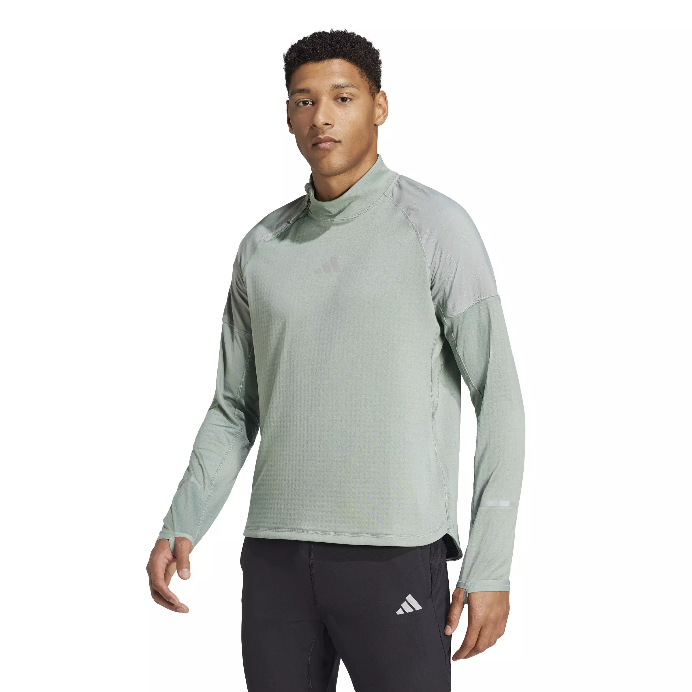 adidas Men's Ultimate Hi Vis Reflective 1/2 Zip Top -Green - GREEN