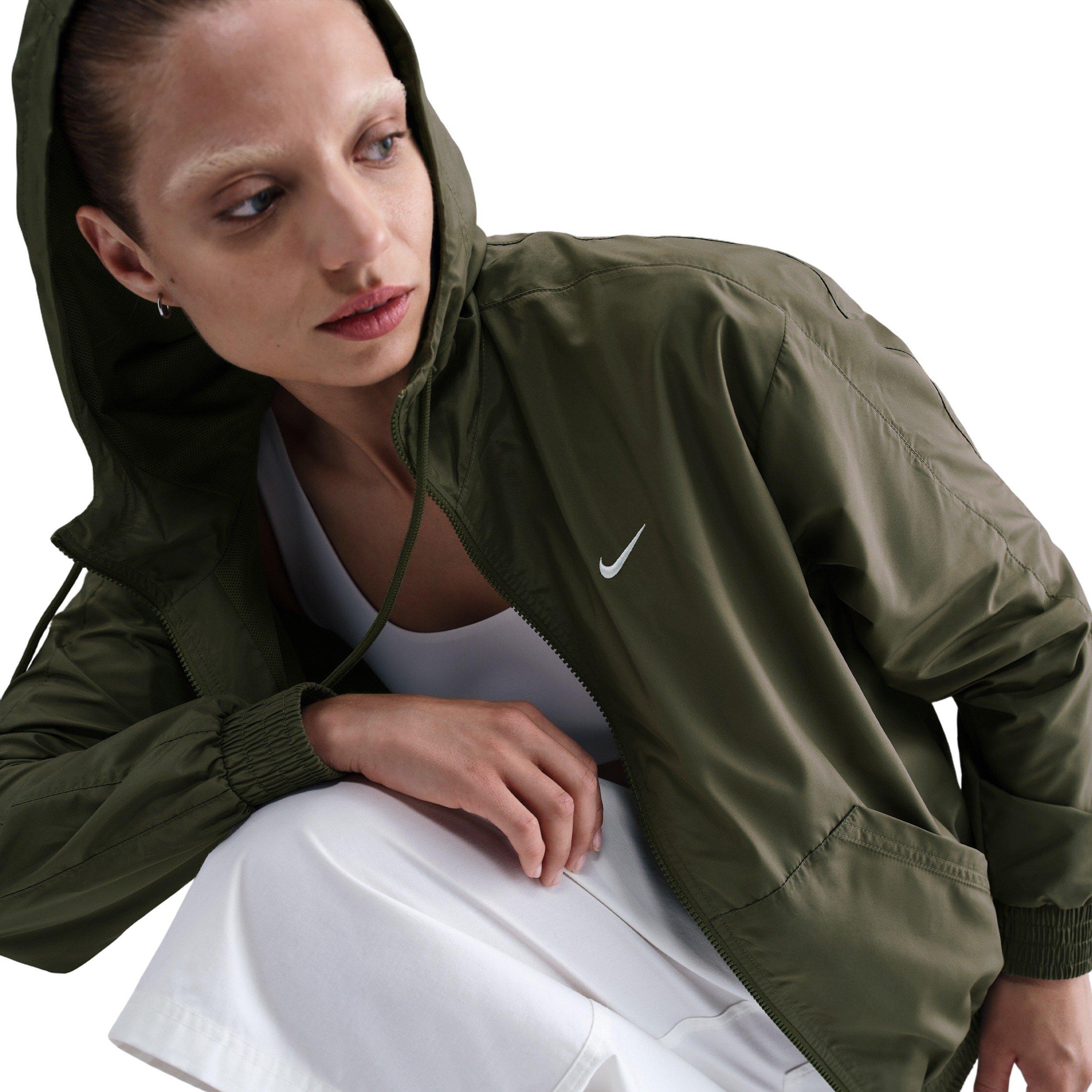 Nike Women's Sportswear Classic Wovens Loose UV Hooded Jacket - Green - GREEN Thumbnail View 3