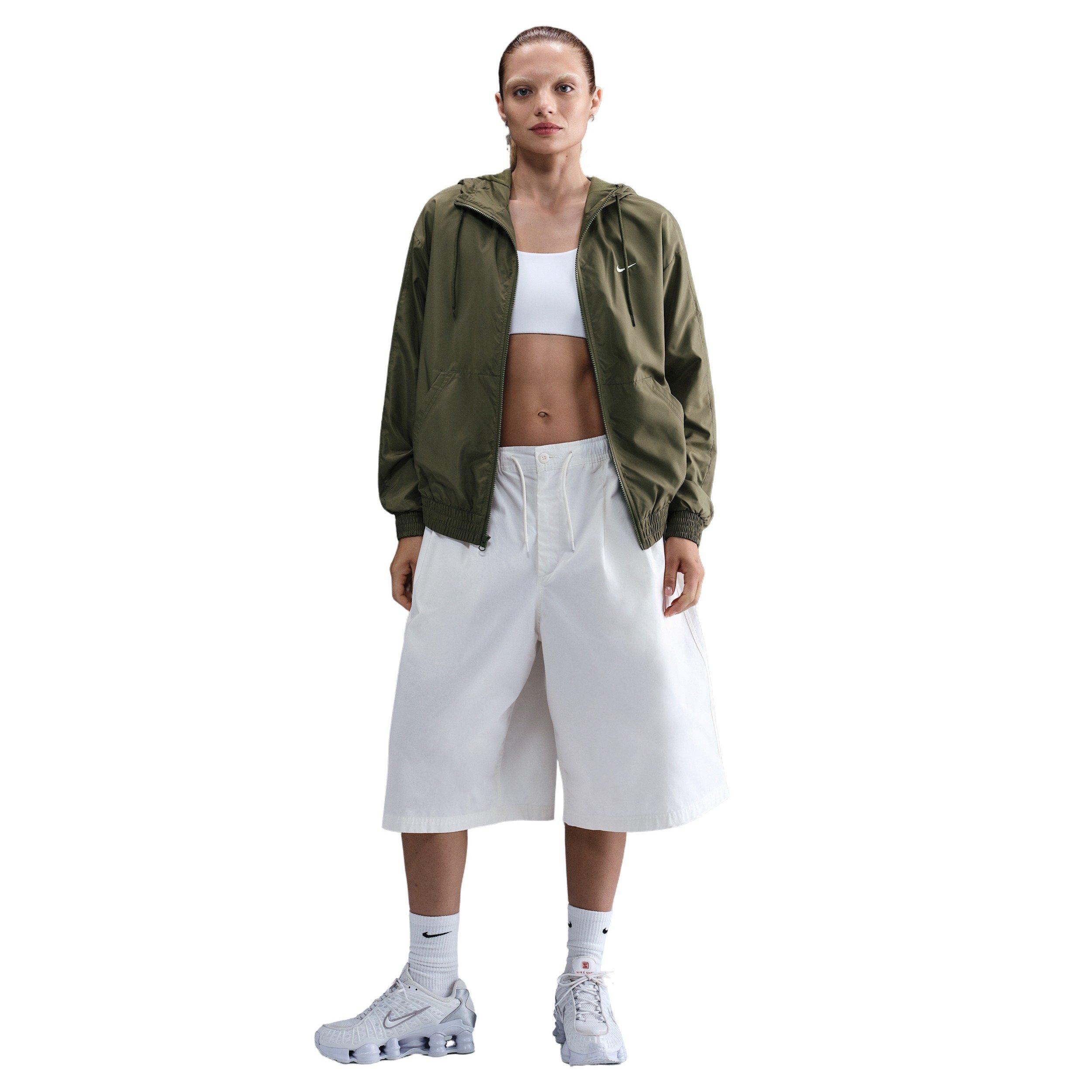 Nike Women's Sportswear Classic Wovens Loose UV Hooded Jacket - Green - GREEN Thumbnail View 4