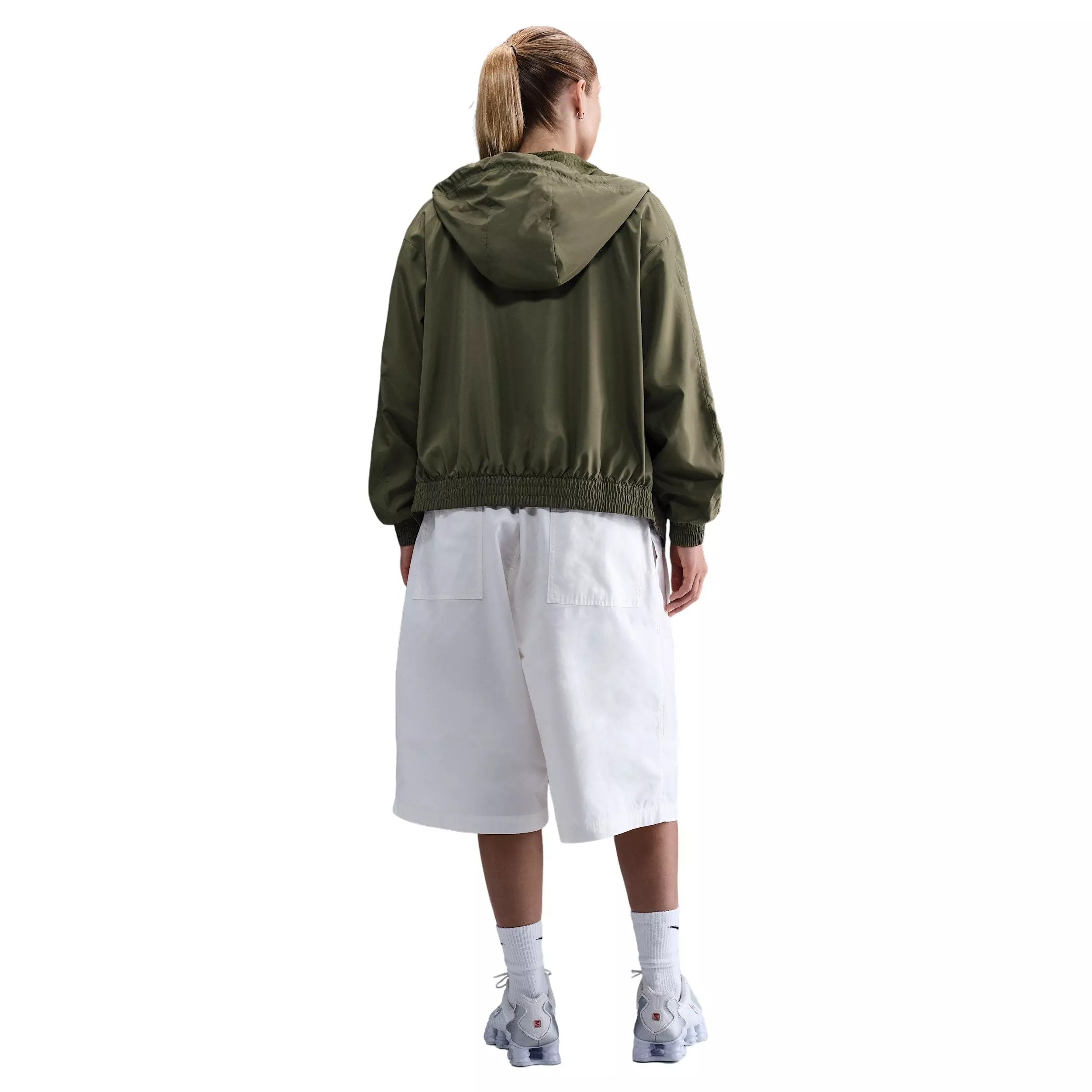 Nike Women's Sportswear Classic Wovens Loose UV Hooded Jacket - Green - GREEN