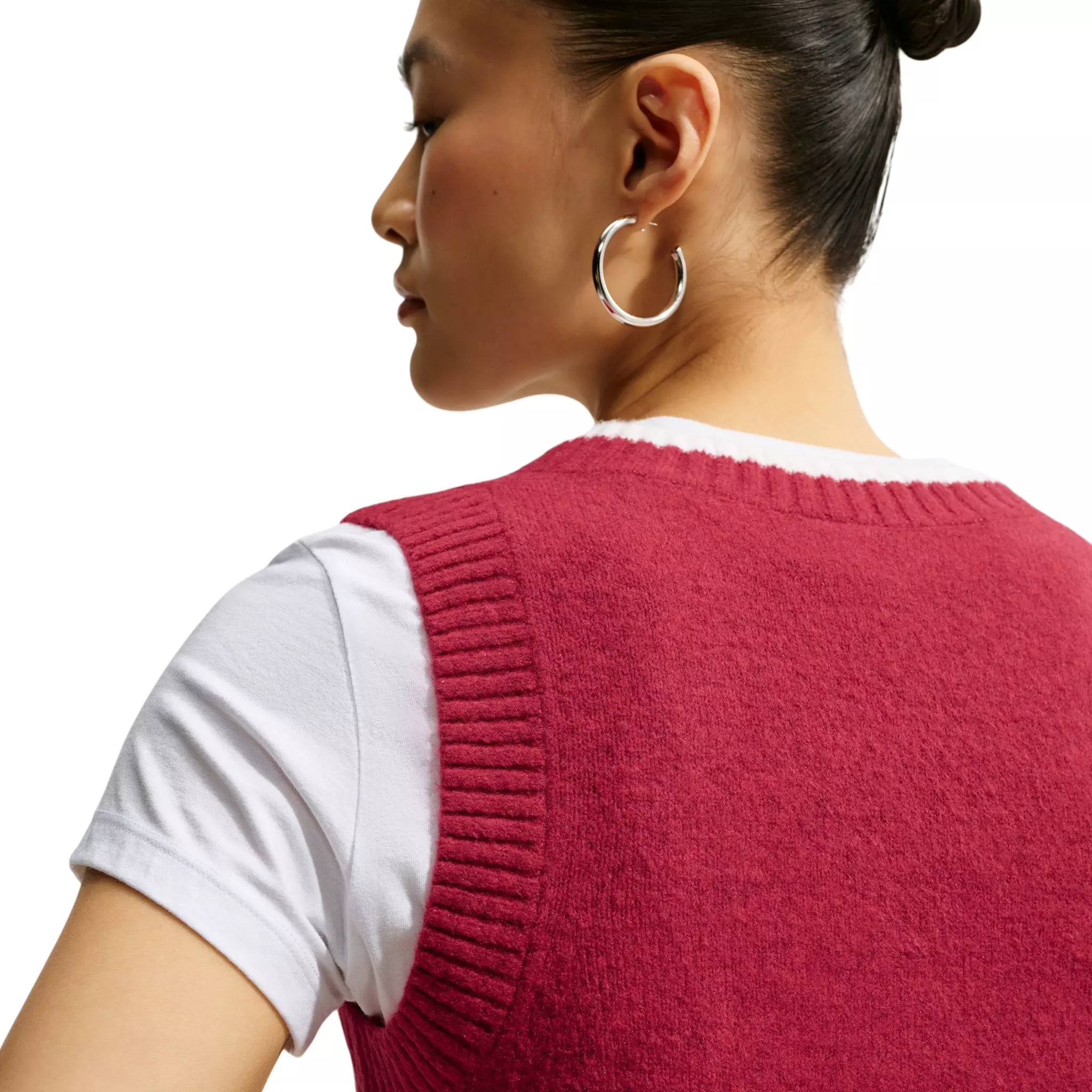 Nike Women's Sportswear Chill Knit Loose Sleeveless Vest - Red/White - RED/WHITE