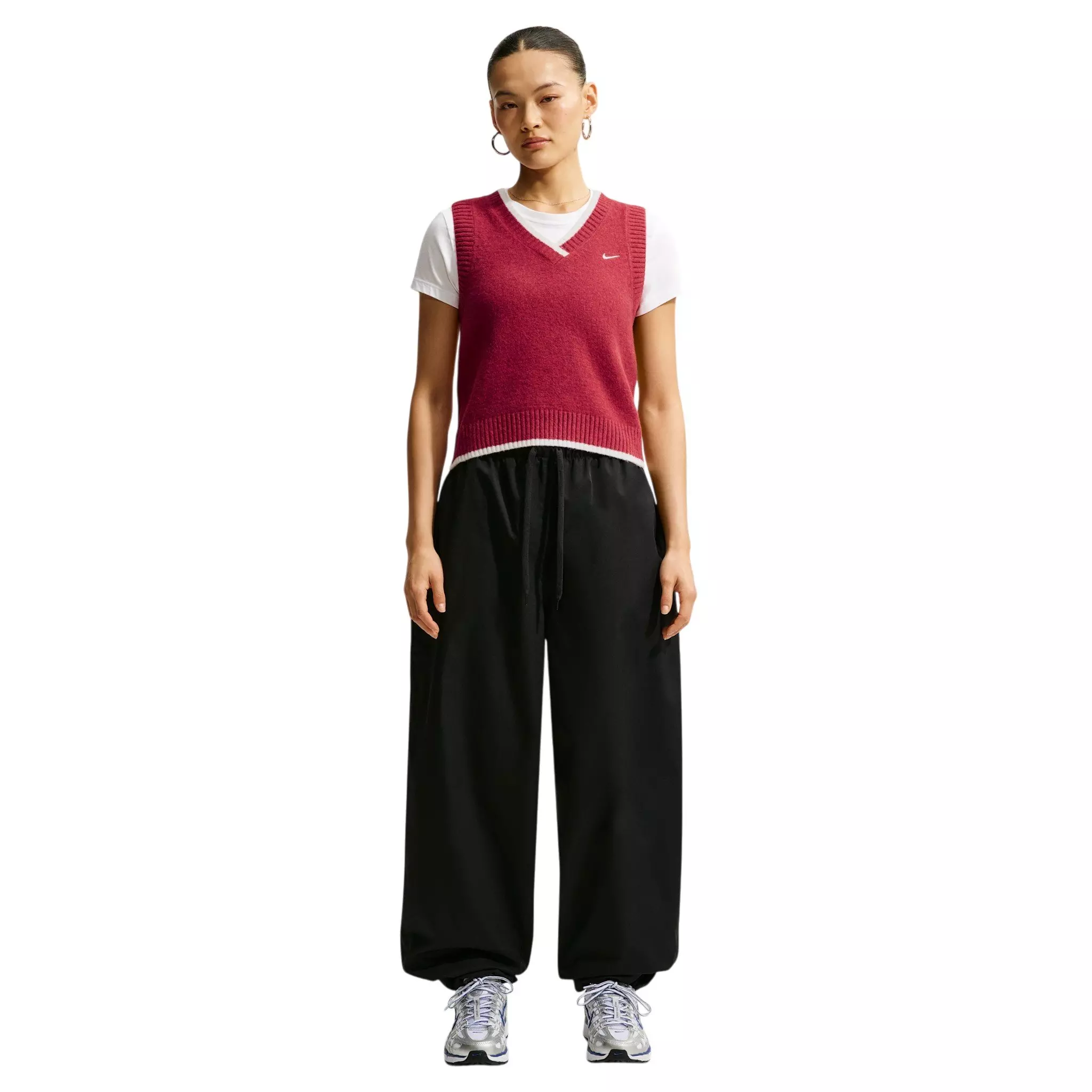 Nike Women's Sportswear Chill Knit Loose Sleeveless Vest - Red/White - RED/WHITE