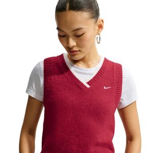 Nike Women's Sportswear Chill Knit Loose Sleeveless Vest - Red/White - RED/WHITE