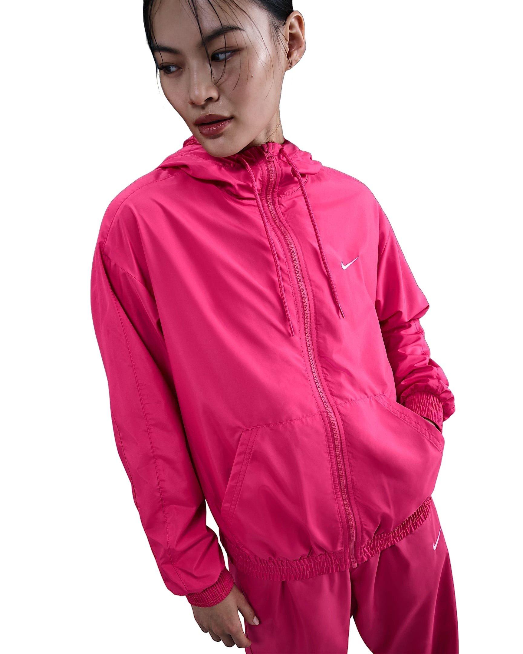 Nike Women's Sportswear Classic Wovens Loose UV Hooded Jacket - Pink - PINK Thumbnail View 1