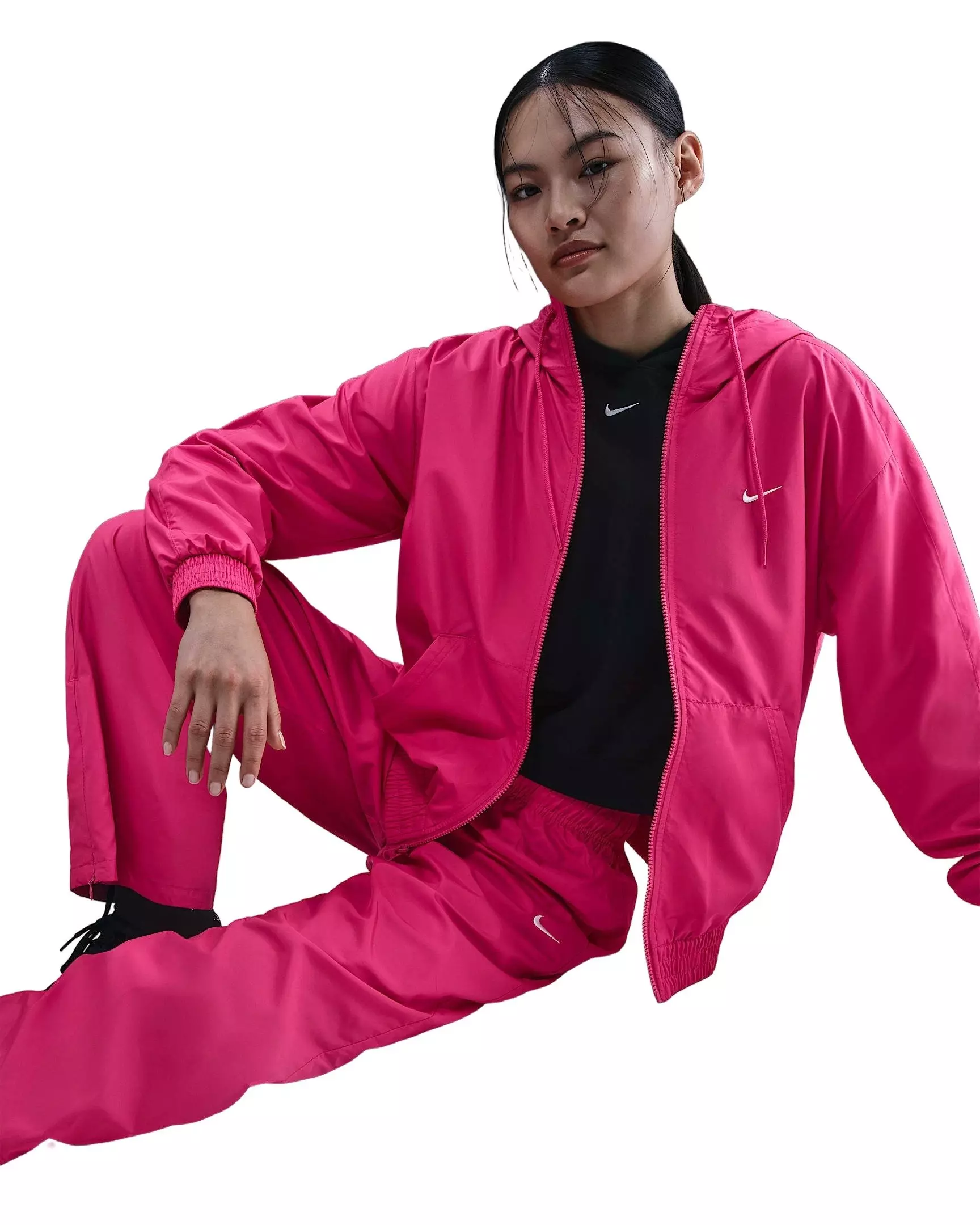 Nike Women's Sportswear Classic Wovens Loose UV Hooded Jacket - Pink - PINK