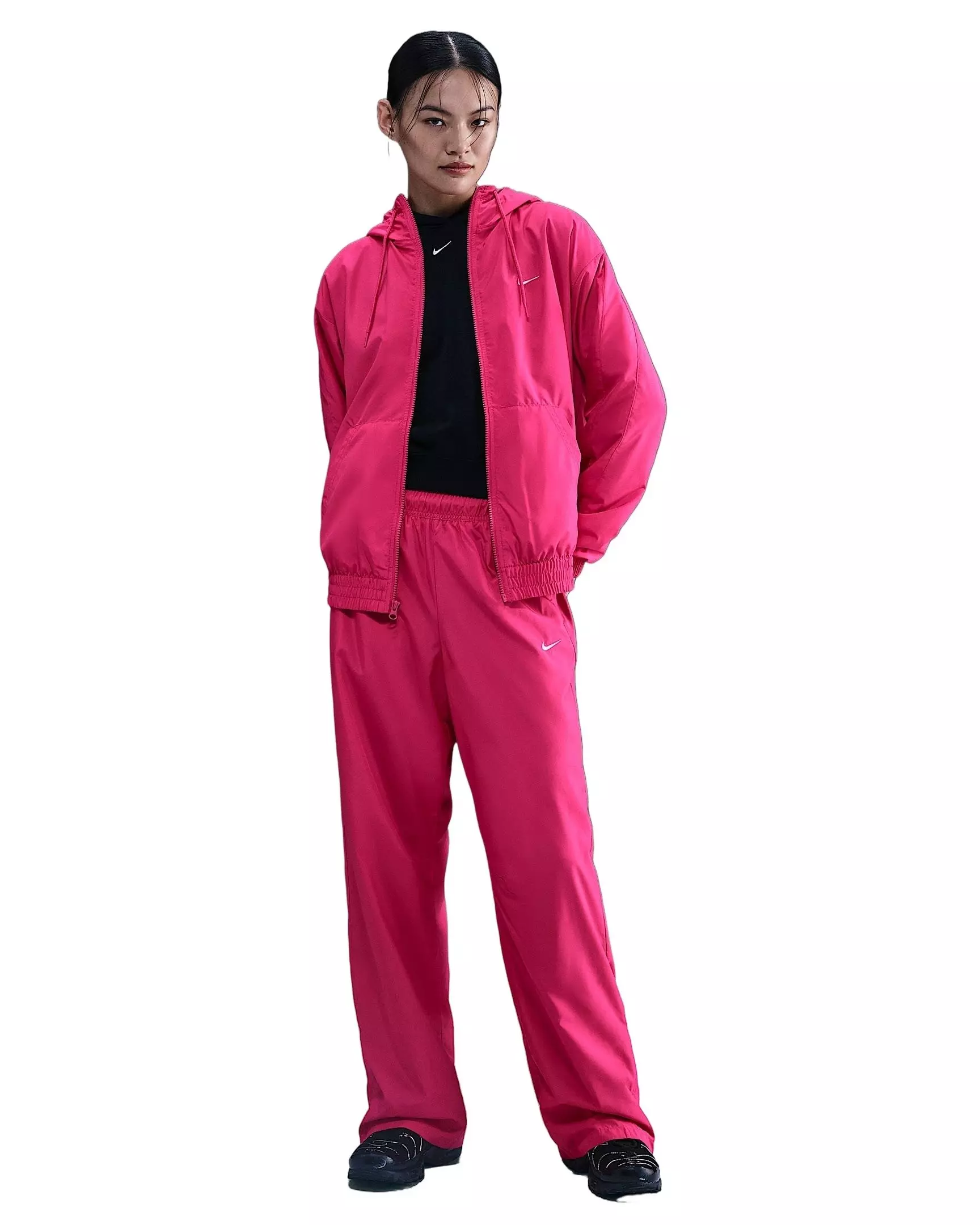 Nike Women's Sportswear Classic Wovens Loose UV Hooded Jacket - Pink - PINK