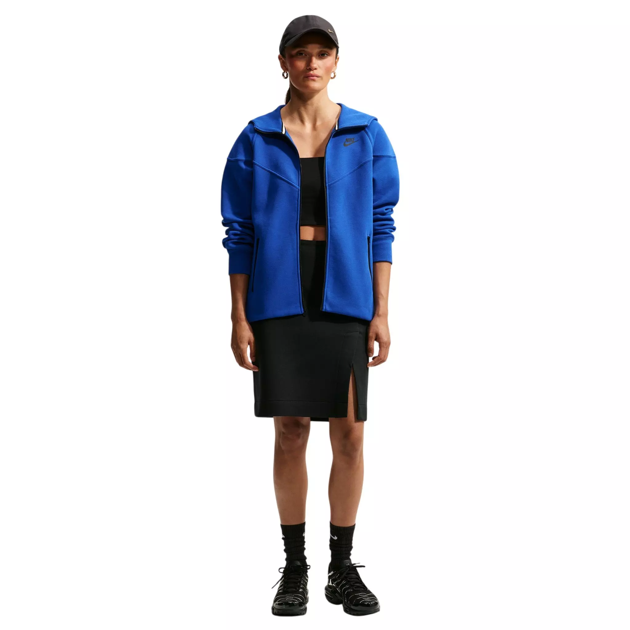 Nike Women's Sportswear Tech Fleece Windrunner Full-Zip Hooded Jacket - Royal/Black - ROYAL/BLACK
