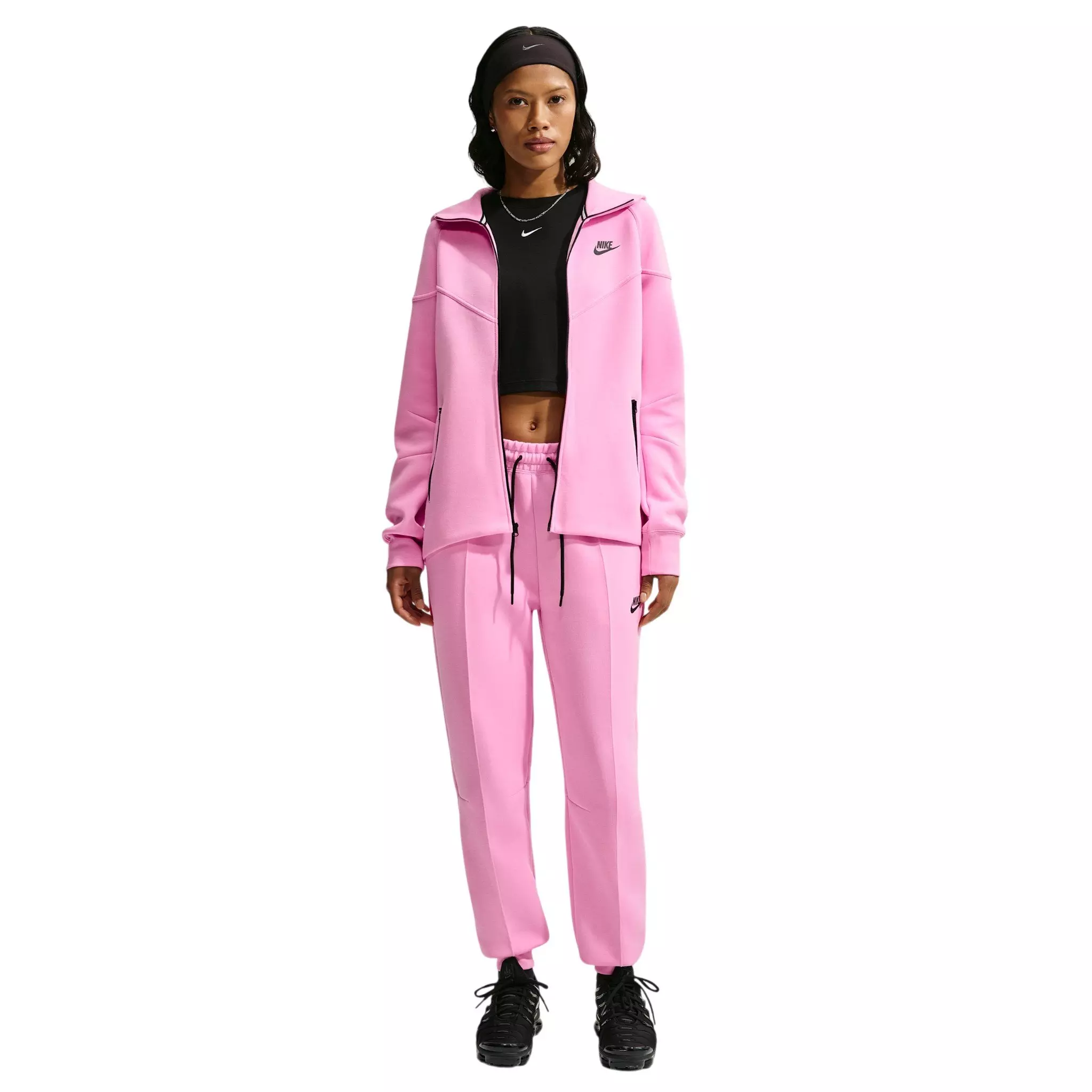 Nike Women's Sportswear Tech Fleece Windrunner Full-Zip Hooded Jacket - Pink/Black - PINK/BLACK