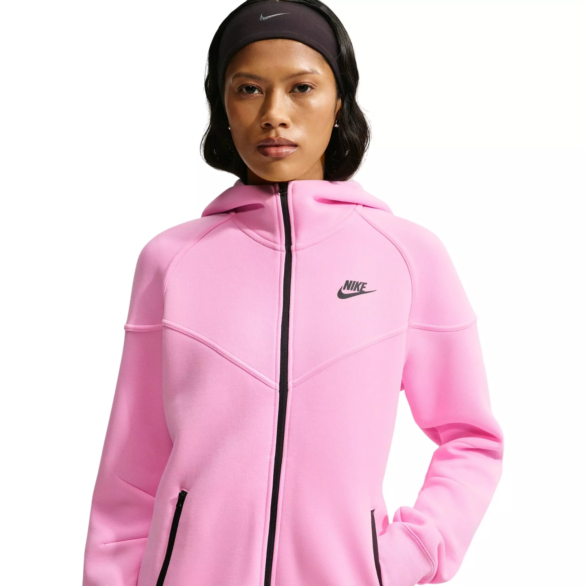 Nike Women's Sportswear Tech Fleece Windrunner Full-Zip Hooded Jacket - Pink/Black - PINK/BLACK