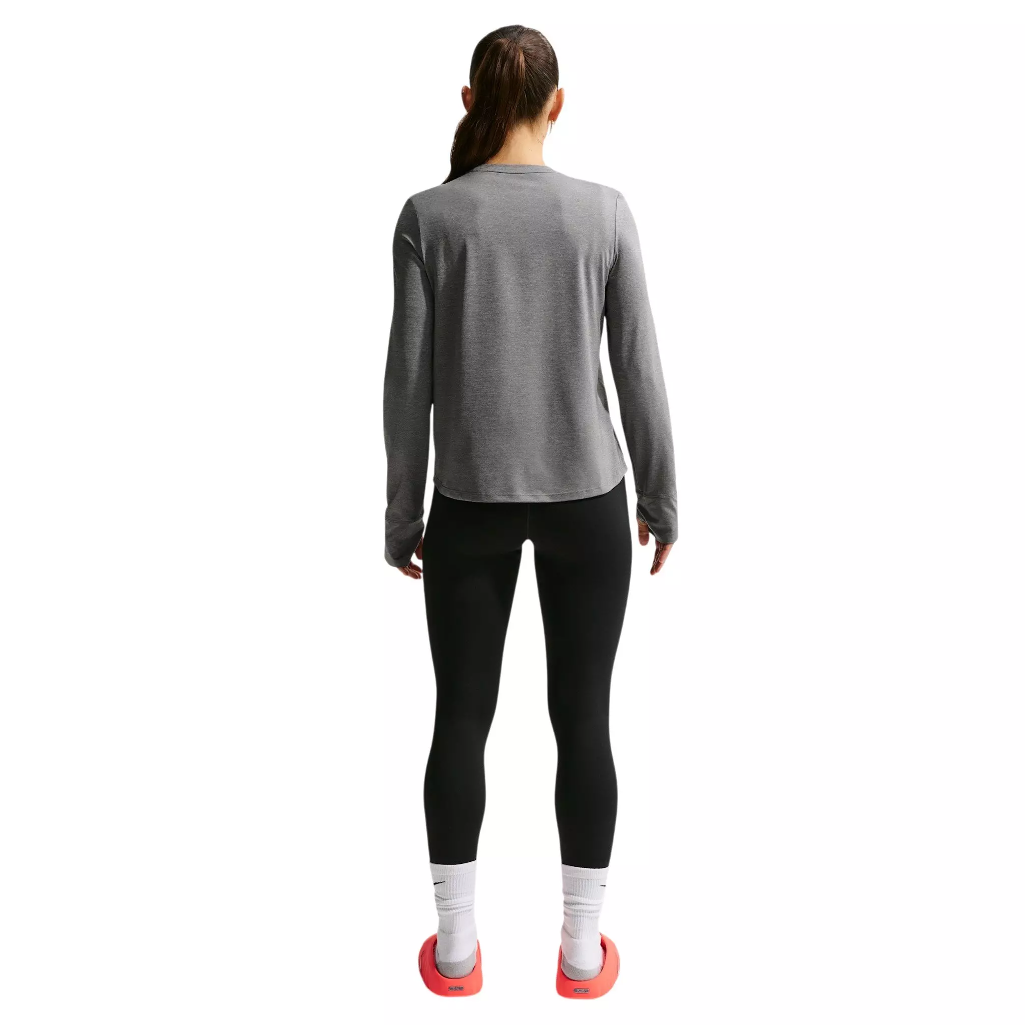 Nike Women's One Classic Dri-FIT Long Sleeve Top - Grey/White - GREY/WHITE