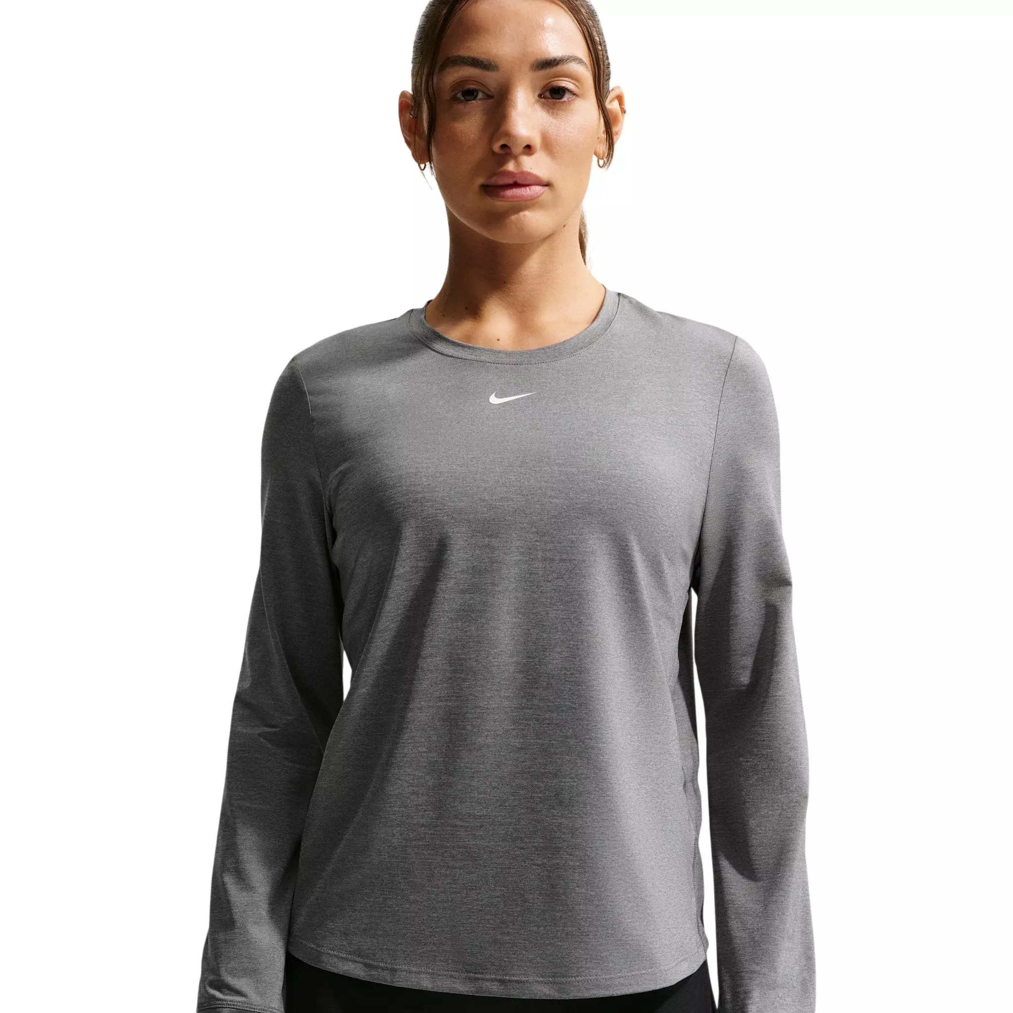 Nike Women's One Classic Dri-FIT Long Sleeve Top - Grey/White - GREY/WHITE