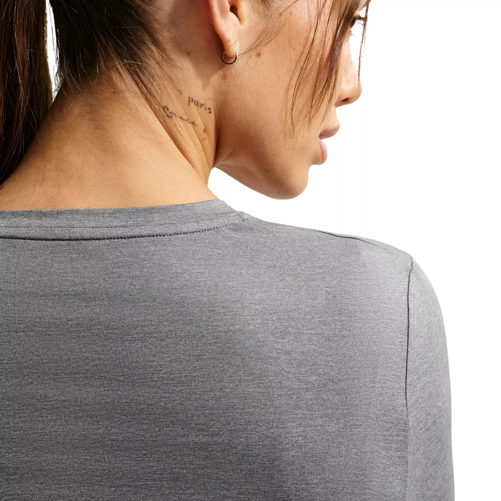 Nike Women's One Classic Dri-FIT Long Sleeve Top - Grey/White - GREY/WHITE