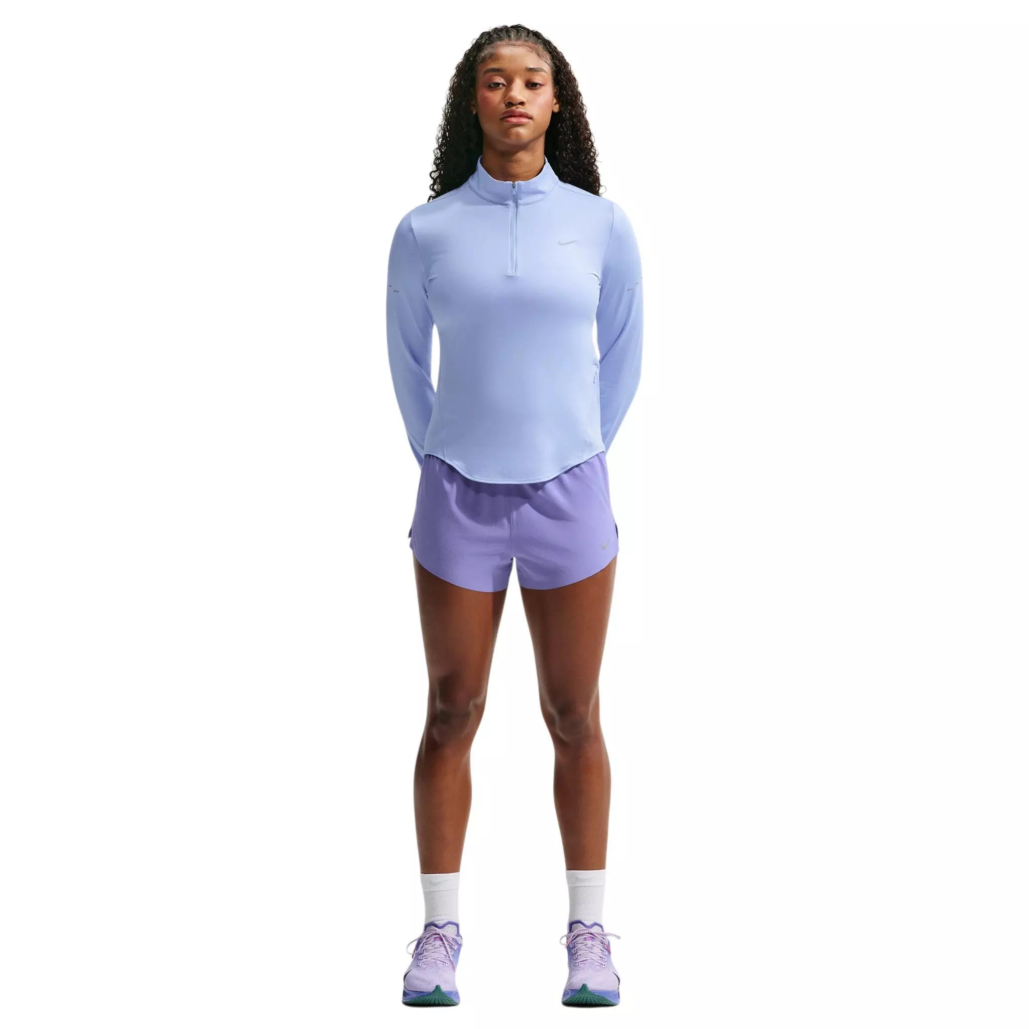 Nike Women's Swift Dri-FIT UV 1/4 Zip Running Top - Blue - BLUE