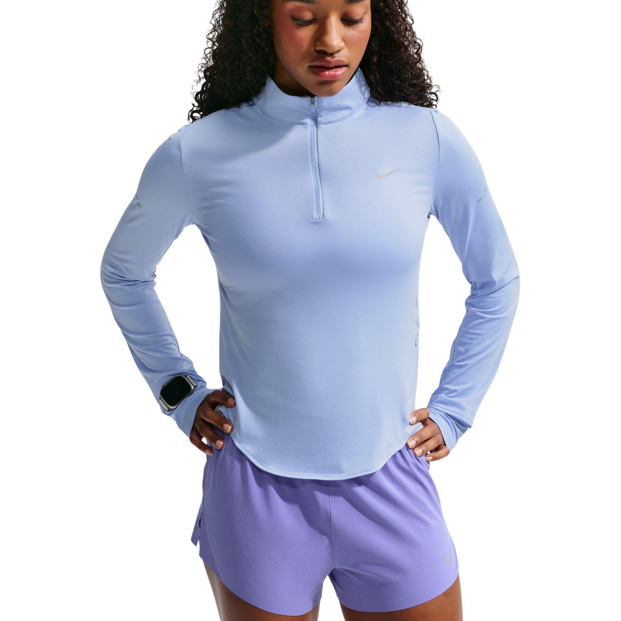 Nike Women's Swift Dri-FIT UV 1/4 Zip Running Top - Blue - BLUE