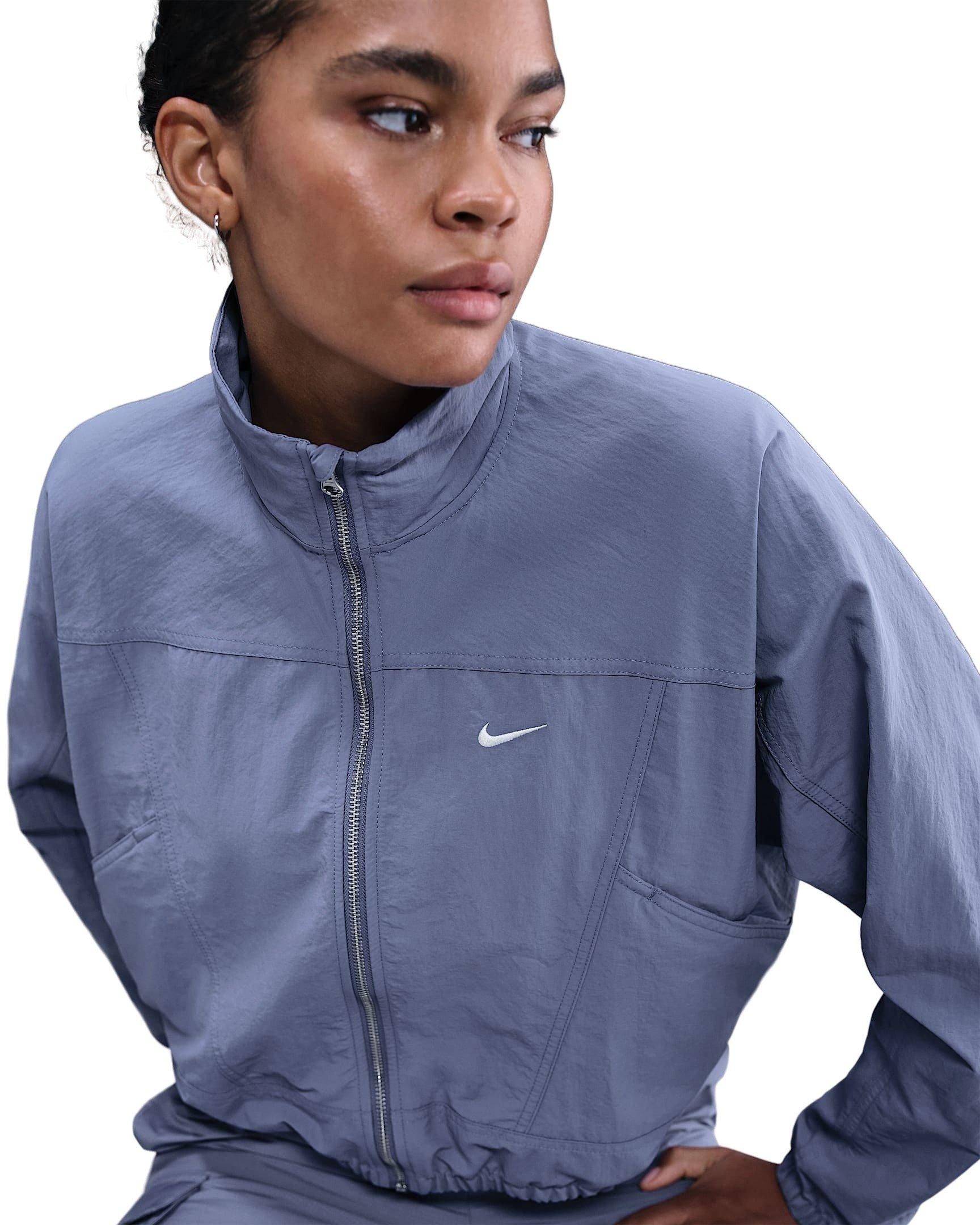 Nike Women's Sportswear Everything Wovens Oversized Repel UV Protection Full-Zip Jacket - Blue - BLUE Thumbnail View 3