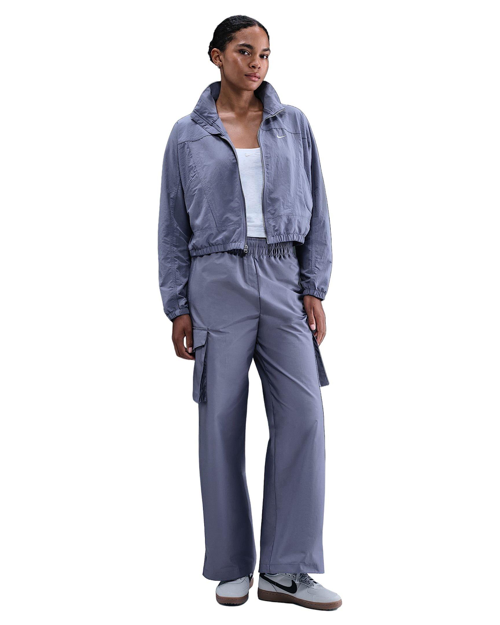 Nike Women's Sportswear Everything Wovens Oversized Repel UV Protection Full-Zip Jacket - Blue - BLUE Thumbnail View 4