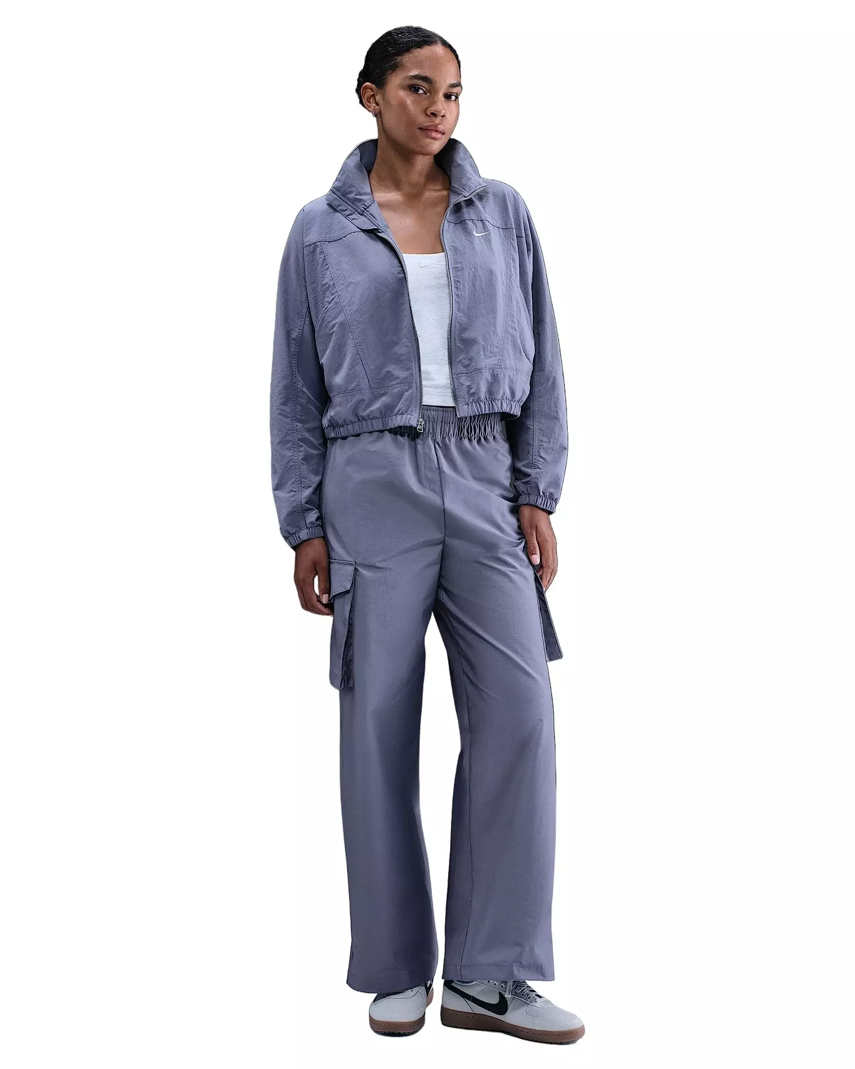 Nike Women's Sportswear Everything Wovens Oversized Repel UV Protection Full-Zip Jacket - Blue - BLUE