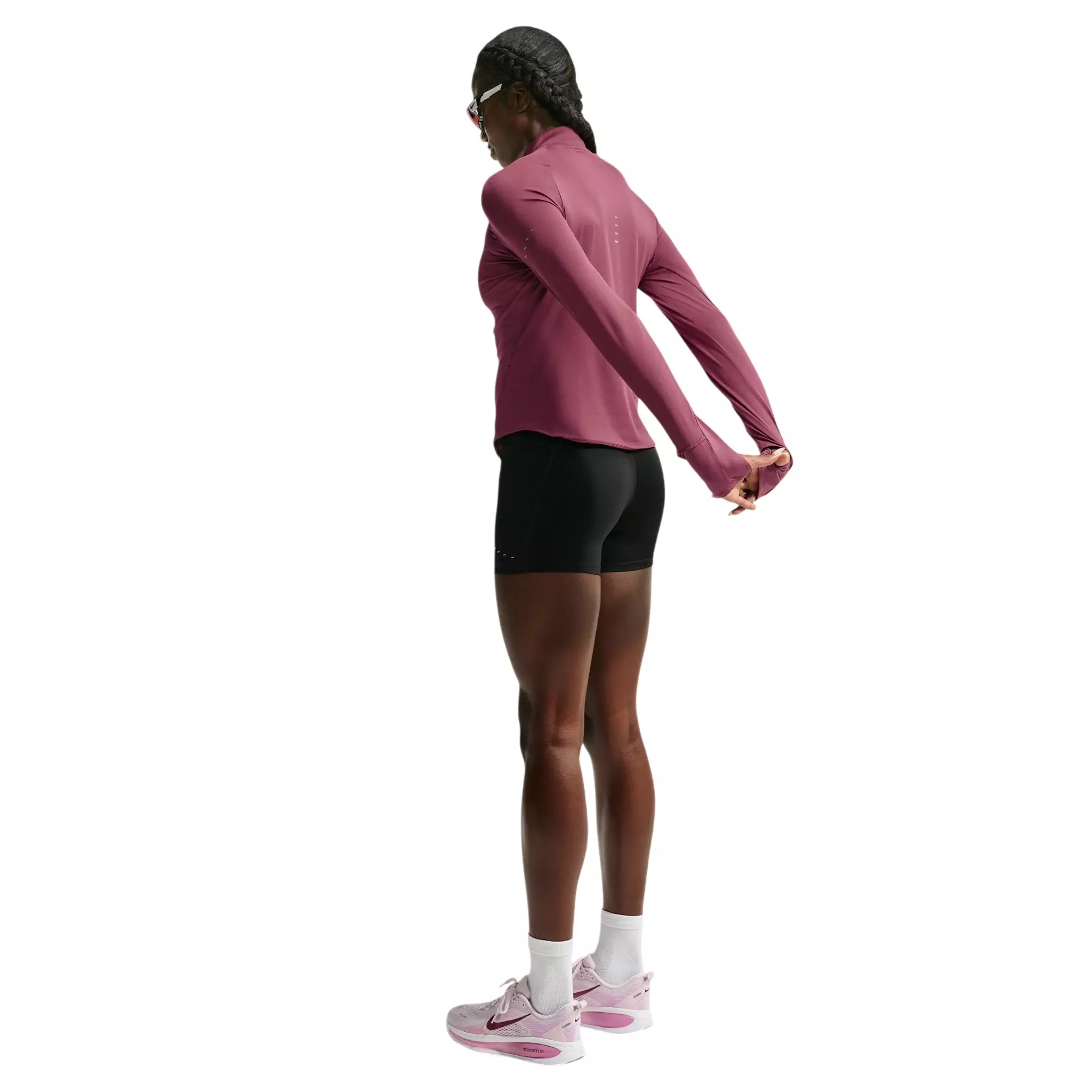 Nike Women's Swift Dri-FIT UV 1/4 Zip Running Top - Pink - PINK