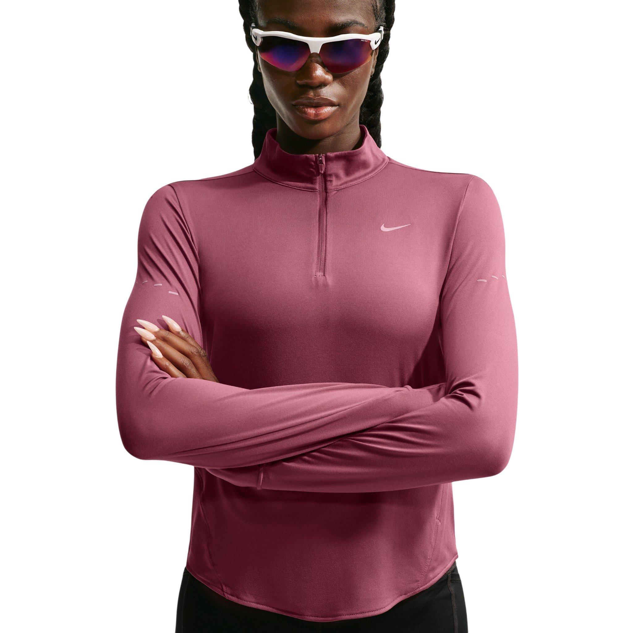 Nike Women's Swift Dri-FIT UV 1/4 Zip Running Top - Pink - PINK