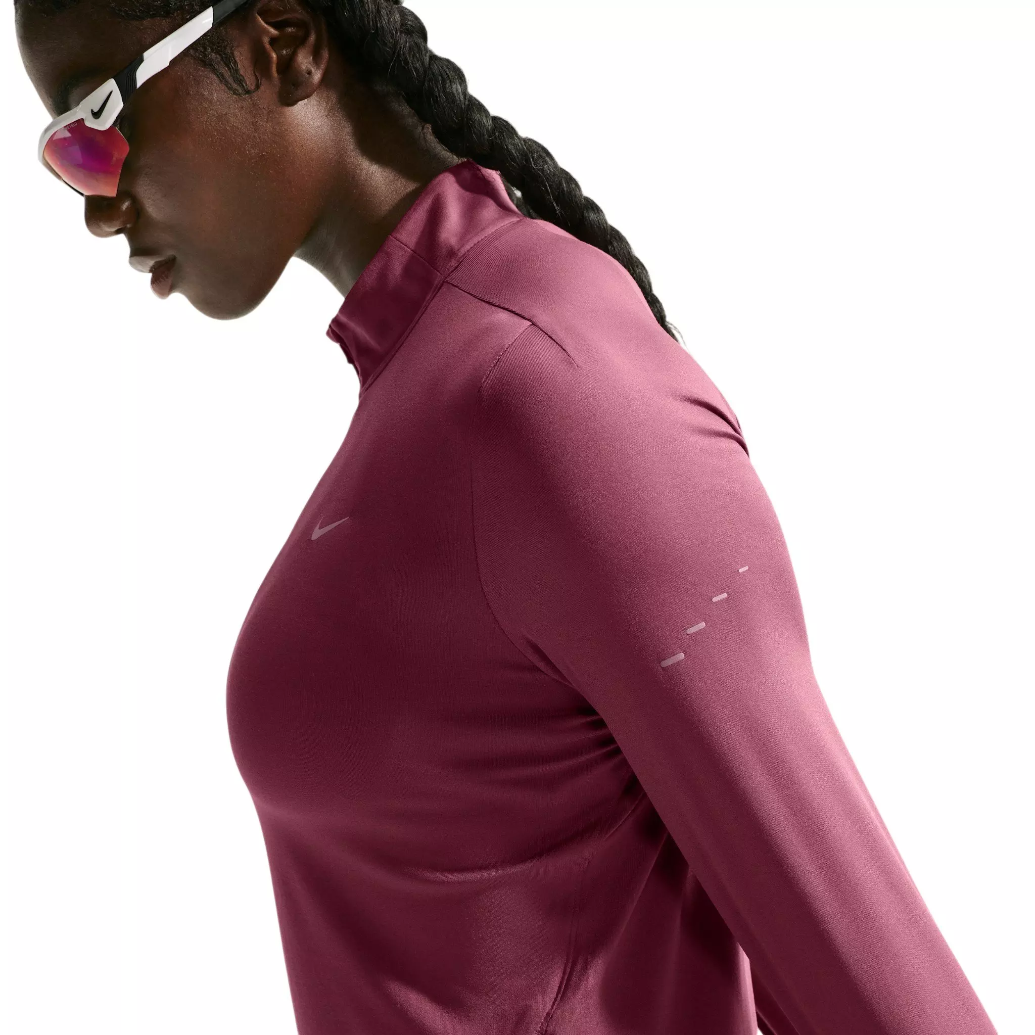 Nike Women's Swift Dri-FIT UV 1/4 Zip Running Top - Pink - PINK