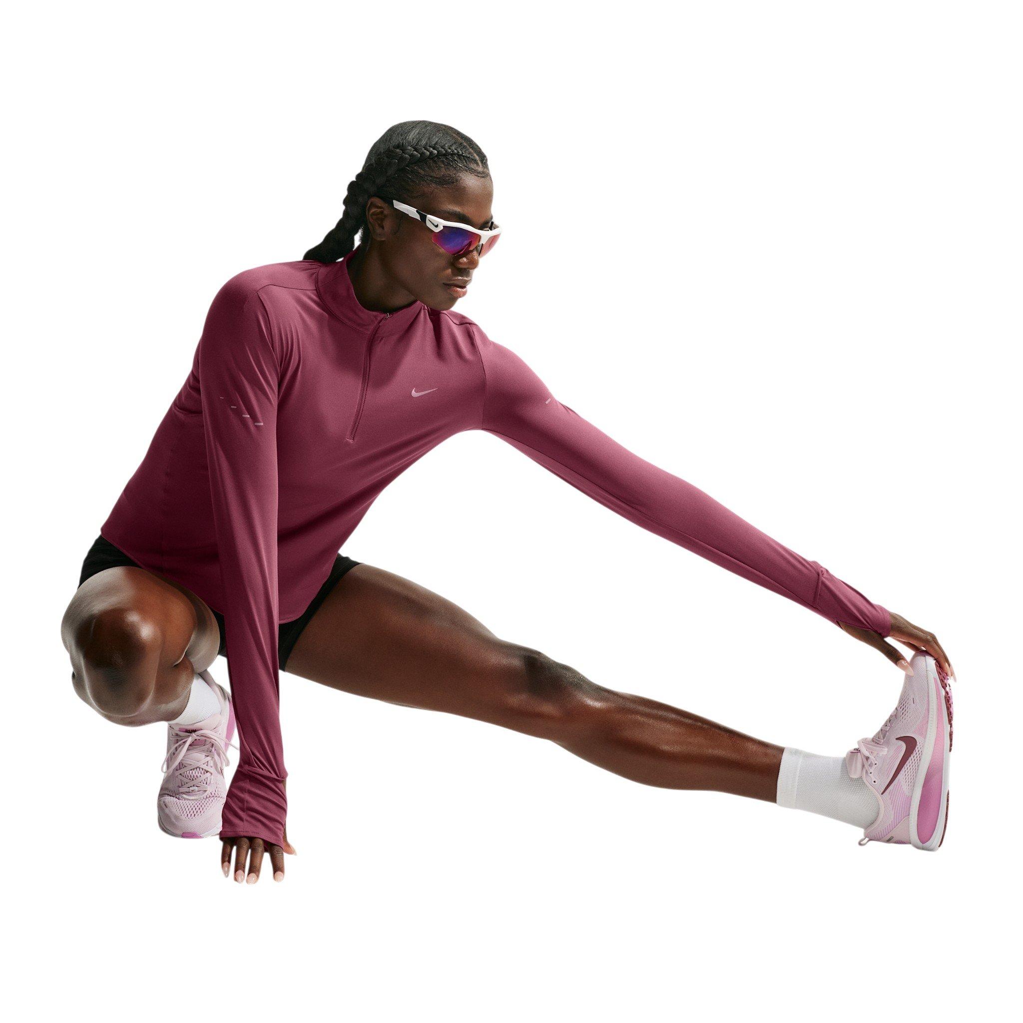 Nike Women's Swift Dri-FIT UV 1/4 Zip Running Top - Pink - PINK
