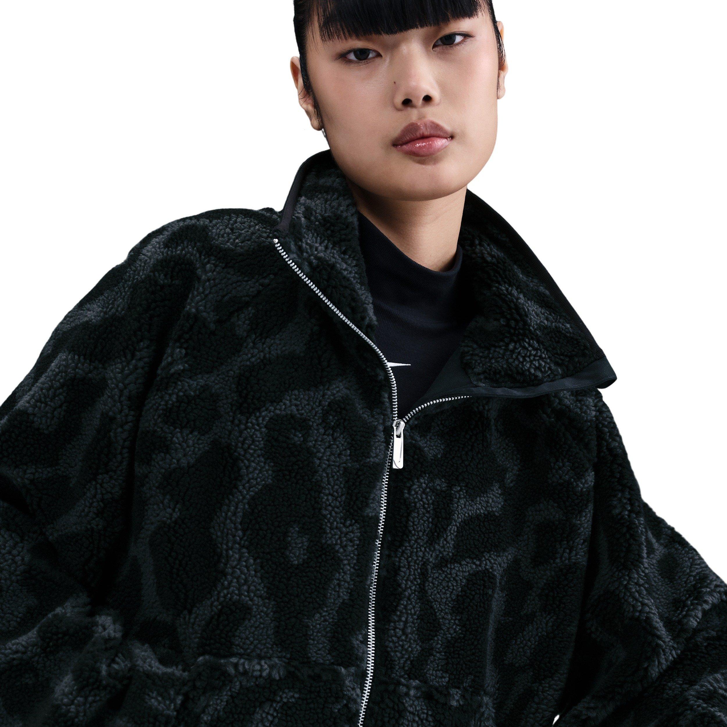 Nike Women's Sportswear High-Pile Fleece Jacket - Black - BLACK Thumbnail View 3