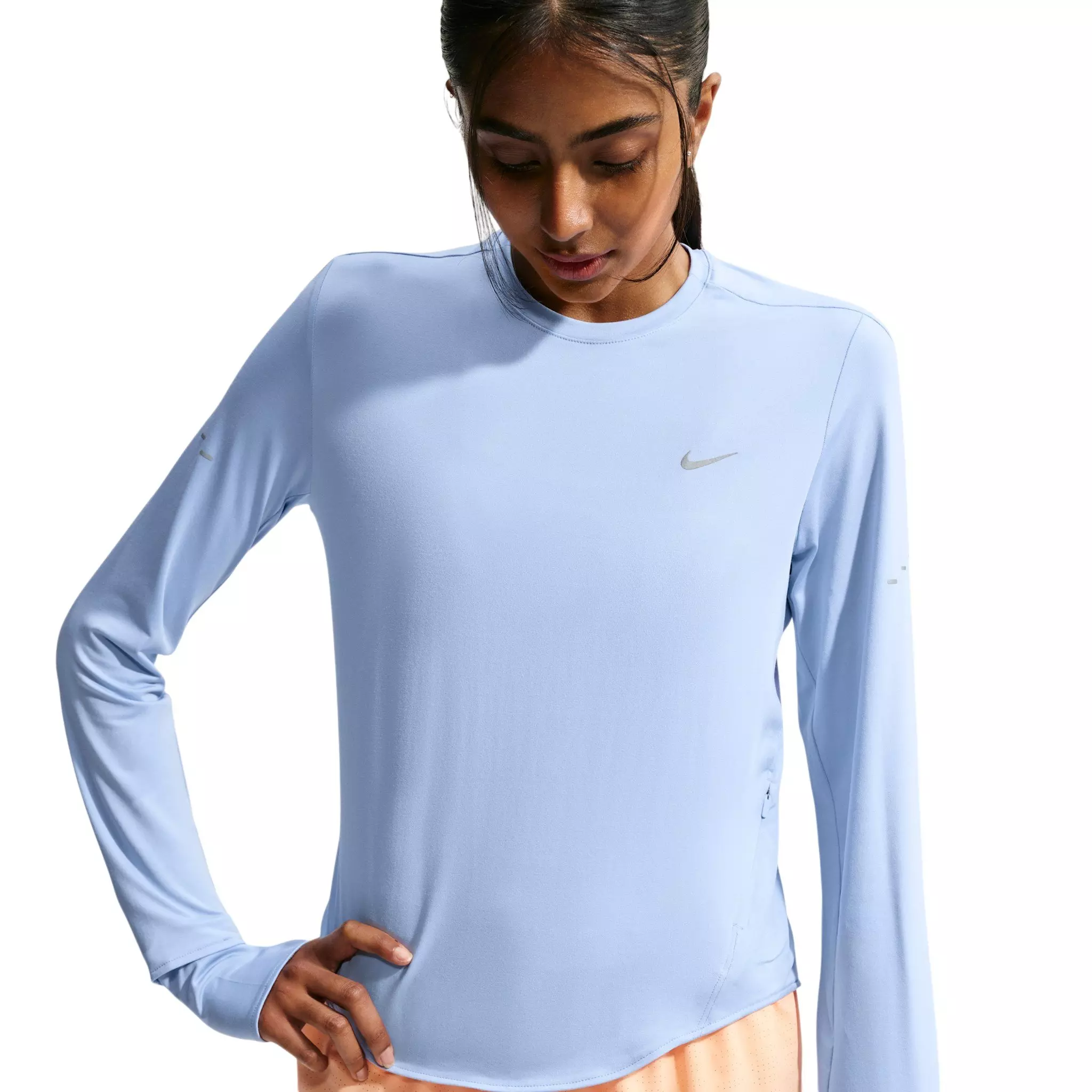 Nike Women's Swift Dri-FIT UV Long-Sleeve Crewneck Running Top - Light Blue - LIGHT BLUE