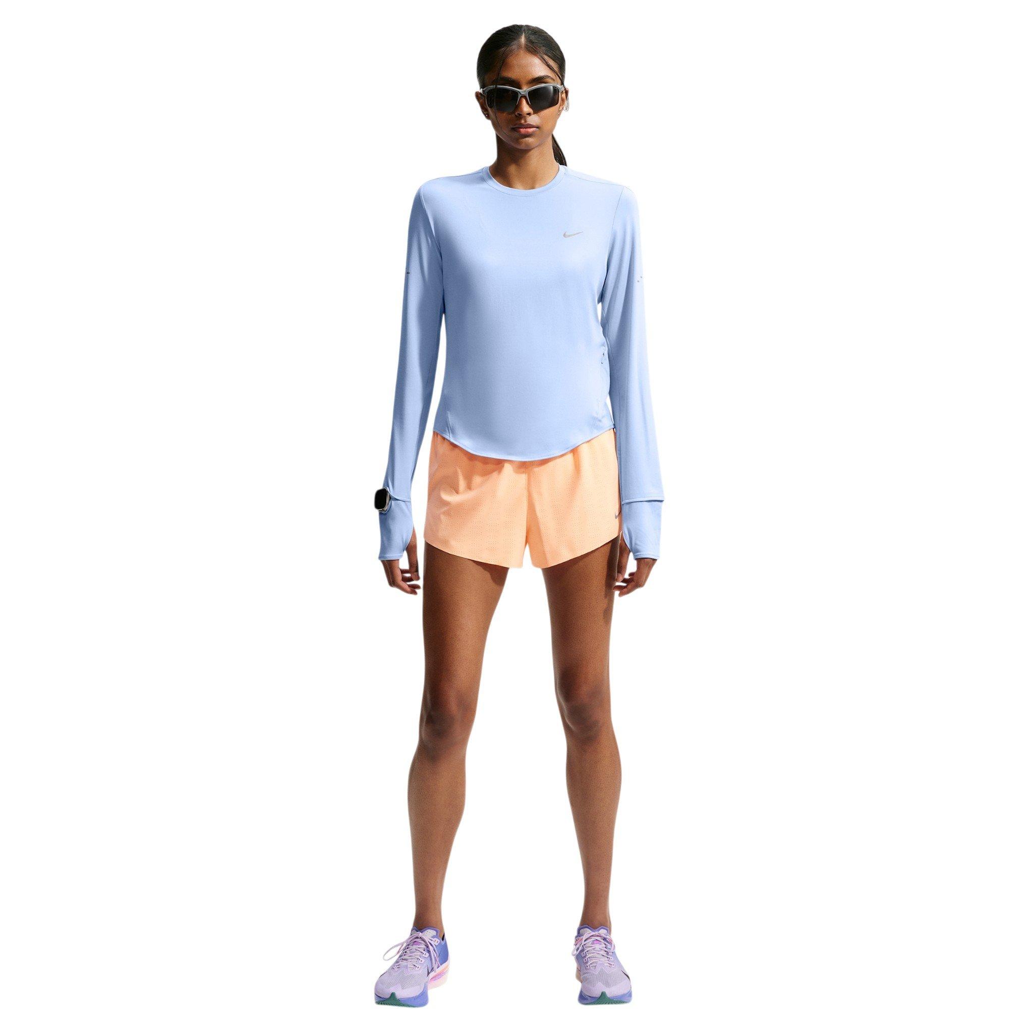Nike Women's Swift Dri-FIT UV Long-Sleeve Crewneck Running Top - Light Blue - LIGHT BLUE Thumbnail View 4