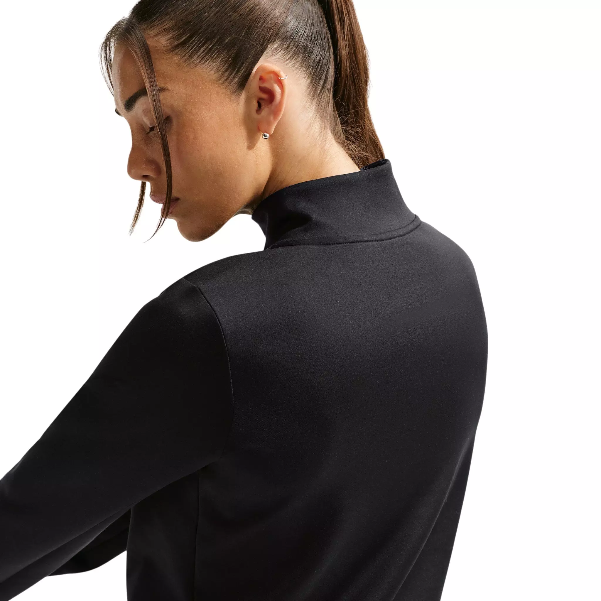 Nike Women's One Therma-FIT 1/2 Zip Mid Layer Top - Black/White - BLACK/WHITE