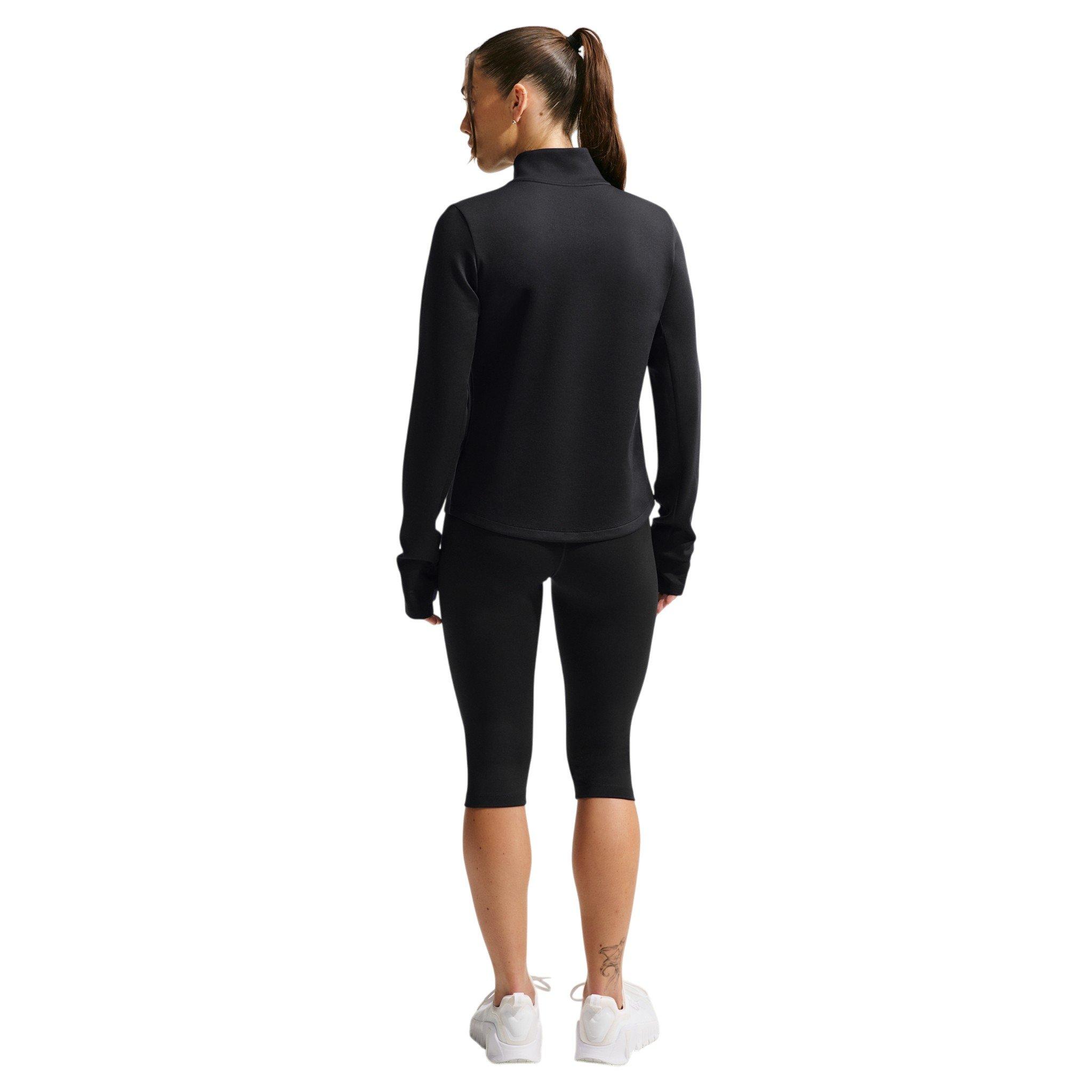 Nike Women's One Therma-FIT 1/2 Zip Mid Layer Top - Black/White - BLACK/WHITE