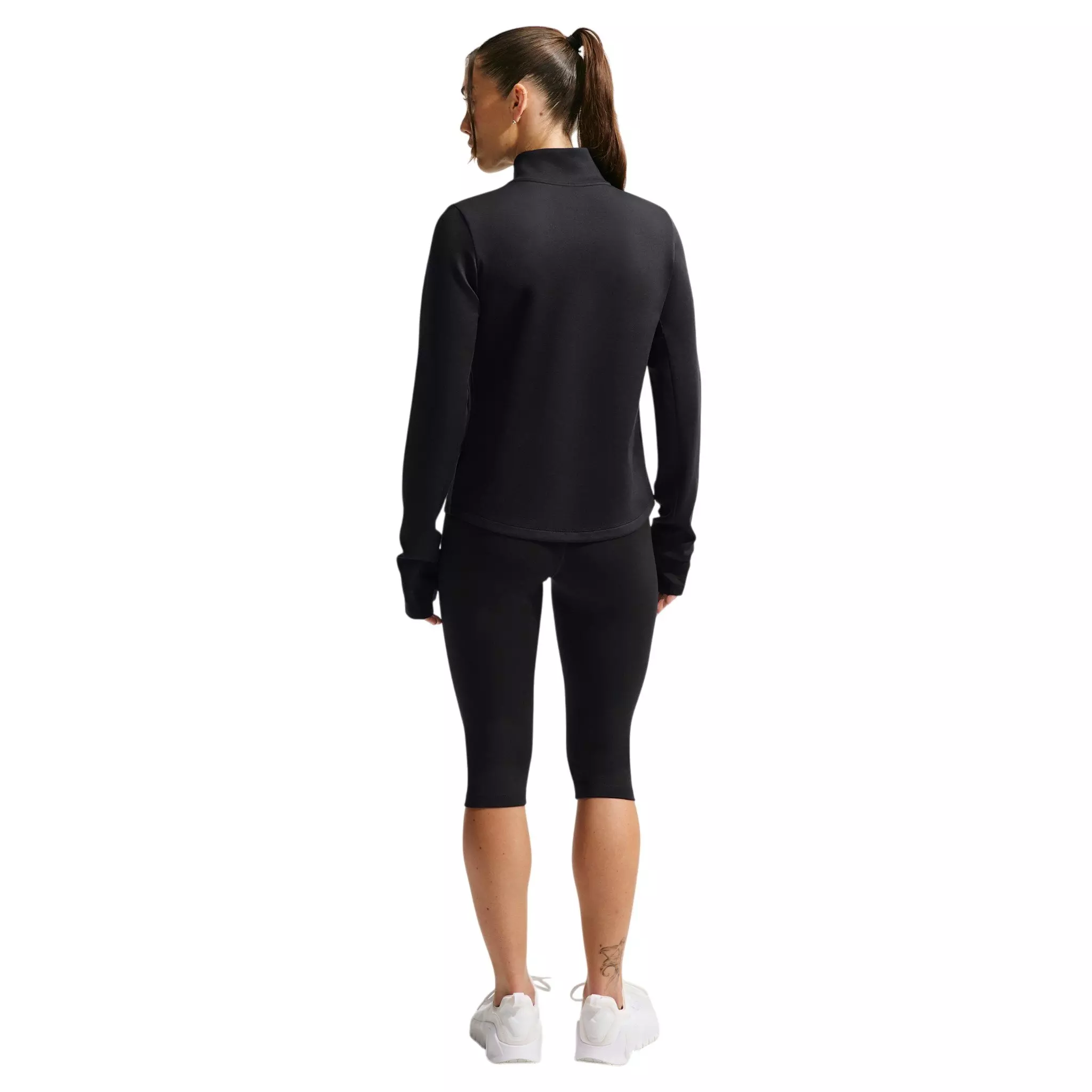 Nike Women's One Therma-FIT 1/2 Zip Mid Layer Top - Black/White - BLACK/WHITE