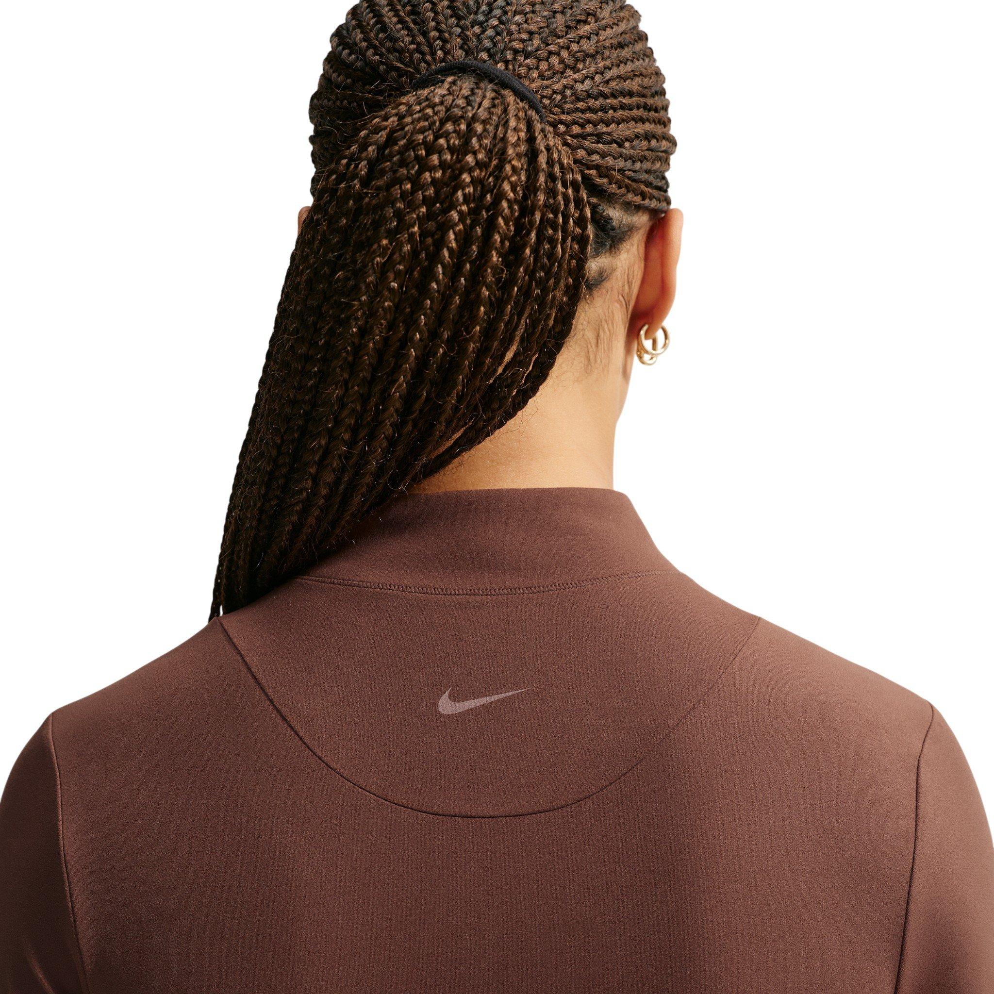 Nike Women's Zenvy Dri-FIT Full-Zip Jacket - Brown/White - BROWN/WHITE