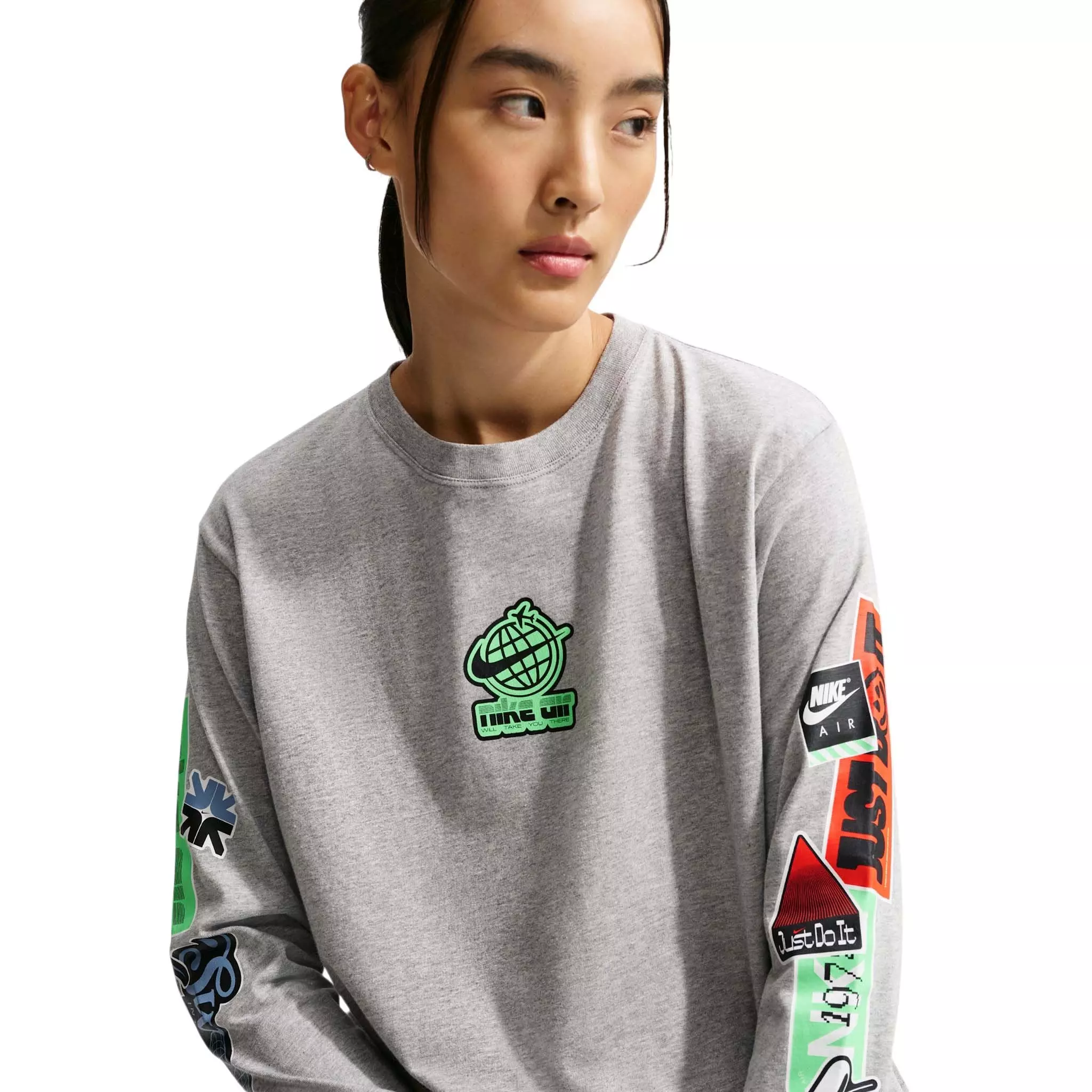 Nike Women's Sportswear Classic Oversized Long Sleeve T-Shirt - Grey - GREY