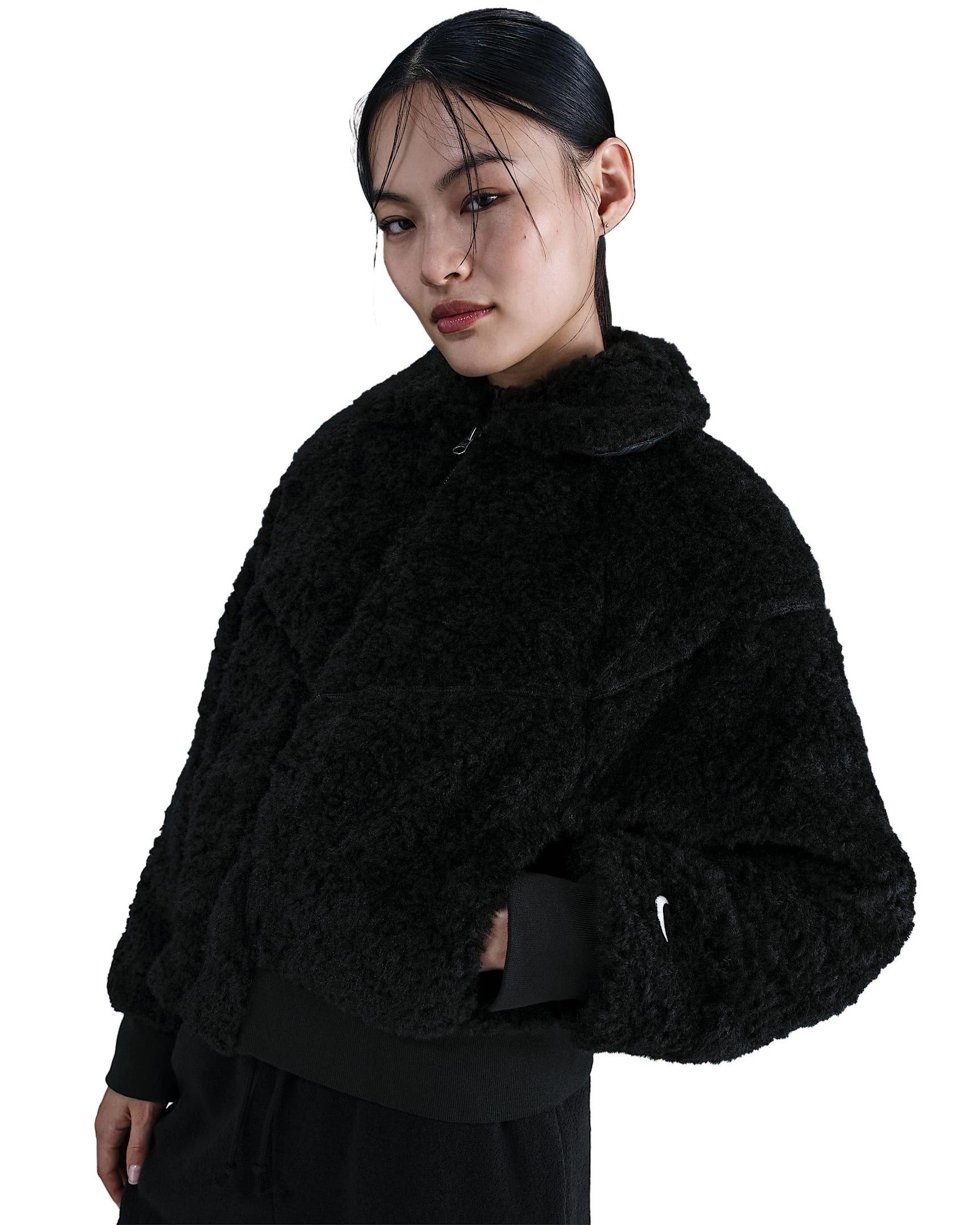 Nike Women's Sportswear Essential Loose Bomber Jacket - Black - BLACK Thumbnail View 1