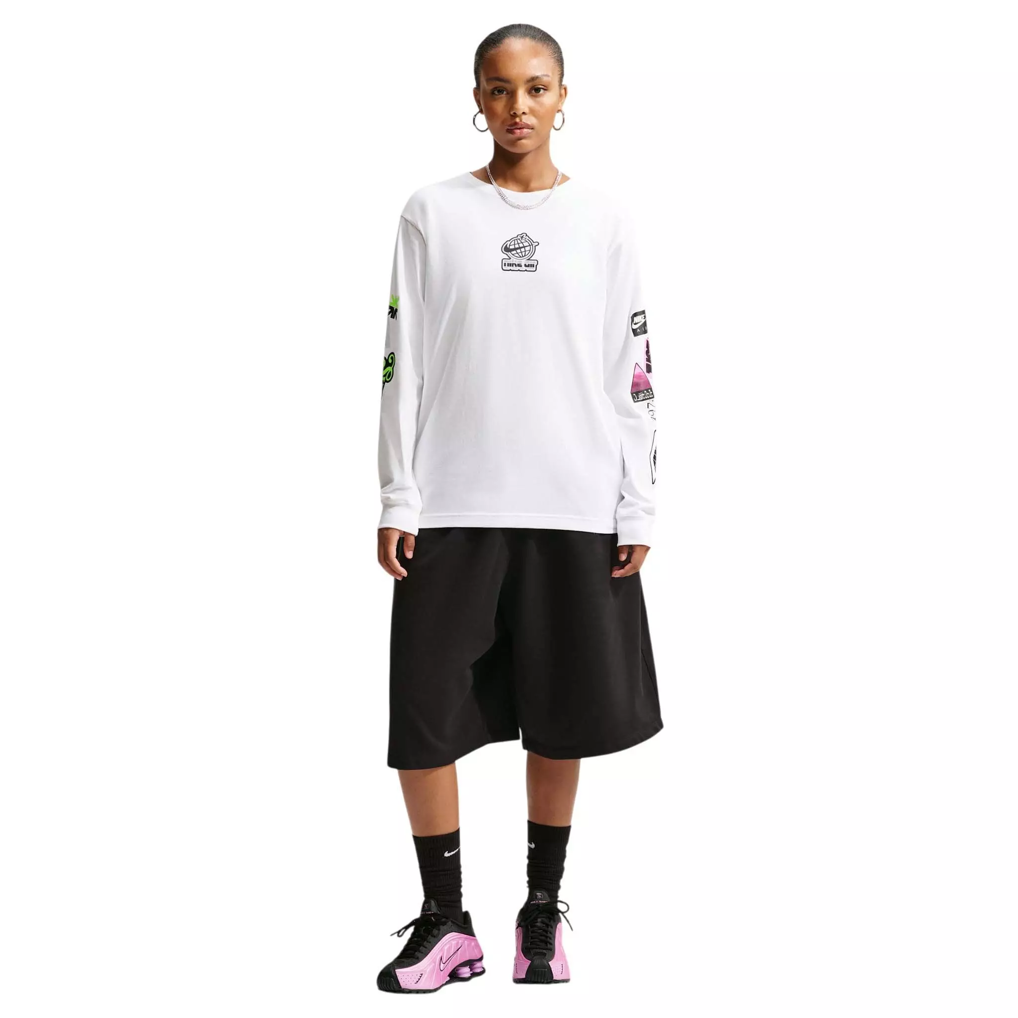 Nike Women's Sportswear Classic Oversized Long Sleeve T-Shirt - White - WHITE