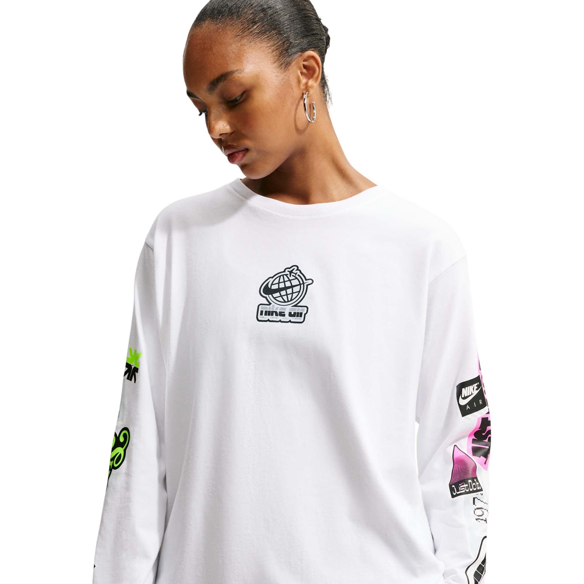 Nike Women's Sportswear Classic Oversized Long Sleeve T-Shirt - White - WHITE
